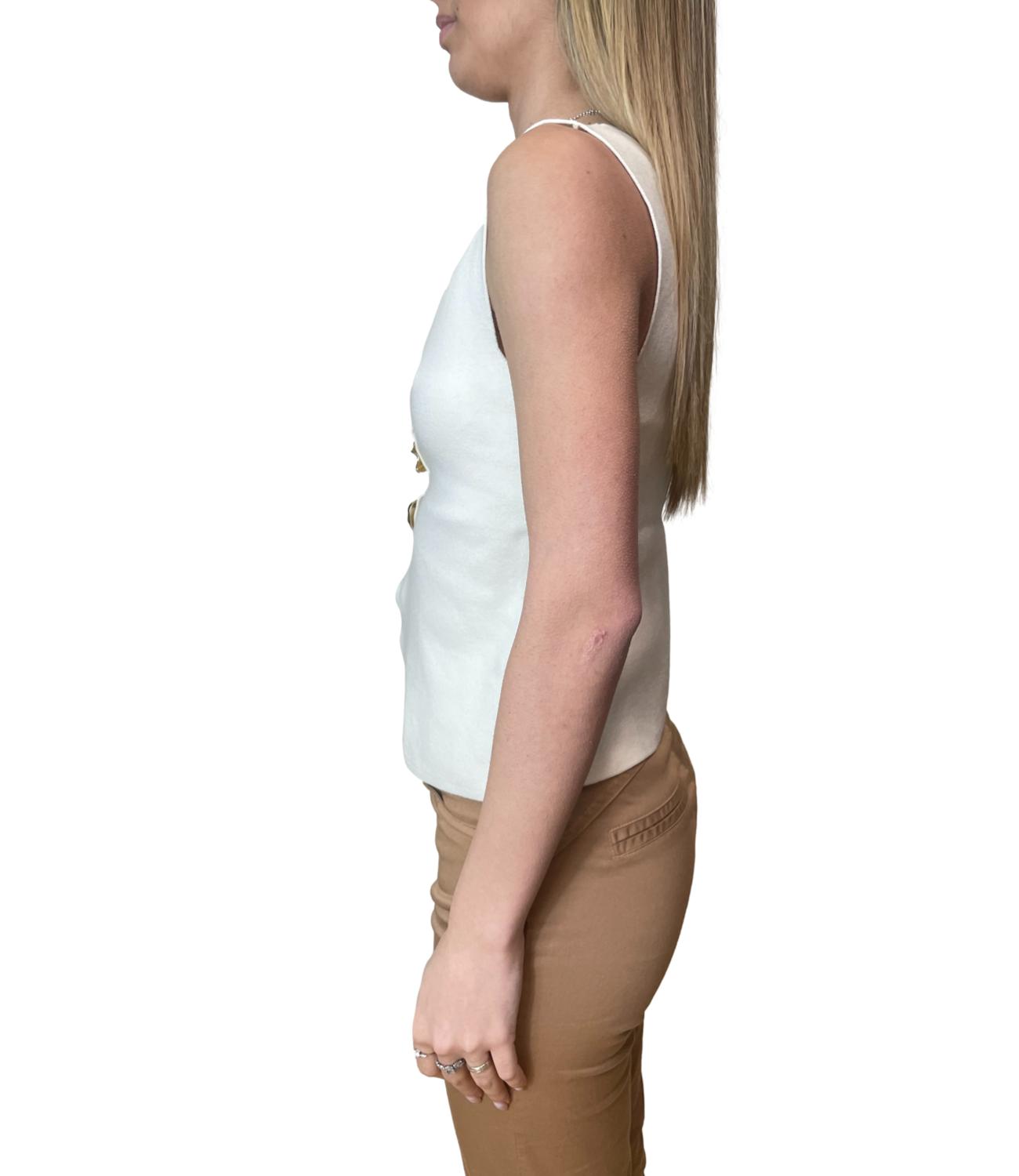 Kontatto Gilet Bottoni Gioiello Panna Donna