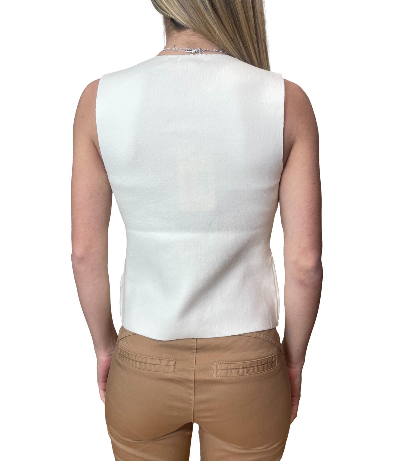 Kontatto Gilet Bottoni Gioiello Panna Donna