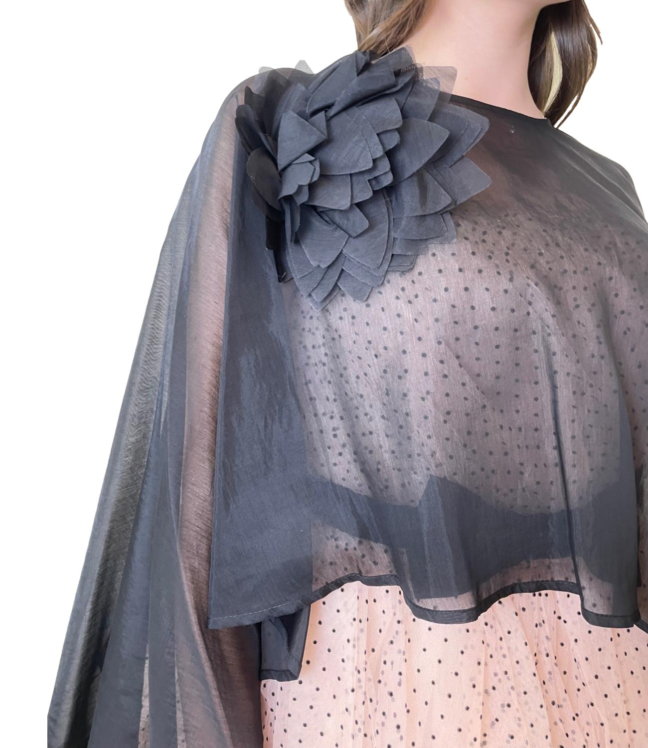 Kontatto Mantella Chiffon Nero Donna