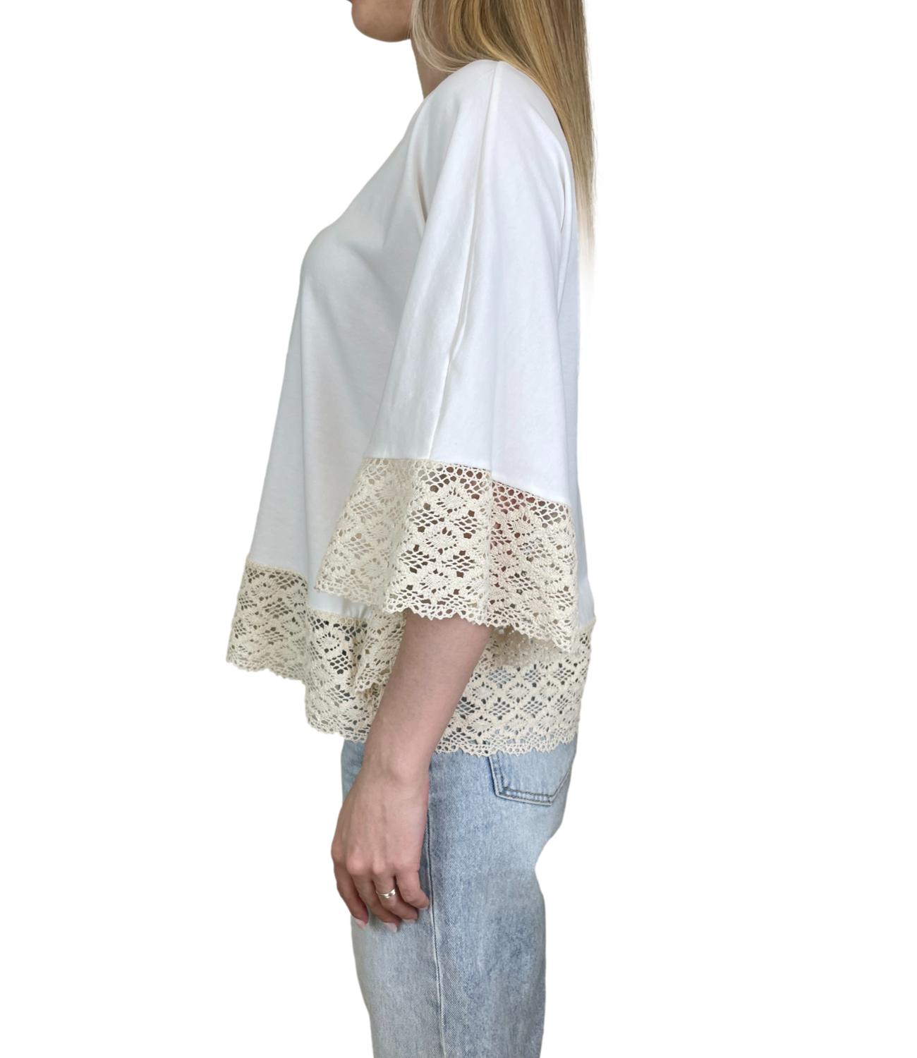 Kontatto T-shirt Mantella Panna Donna