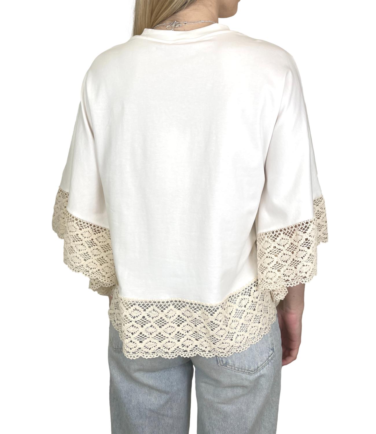 Kontatto T-shirt Mantella Panna Donna