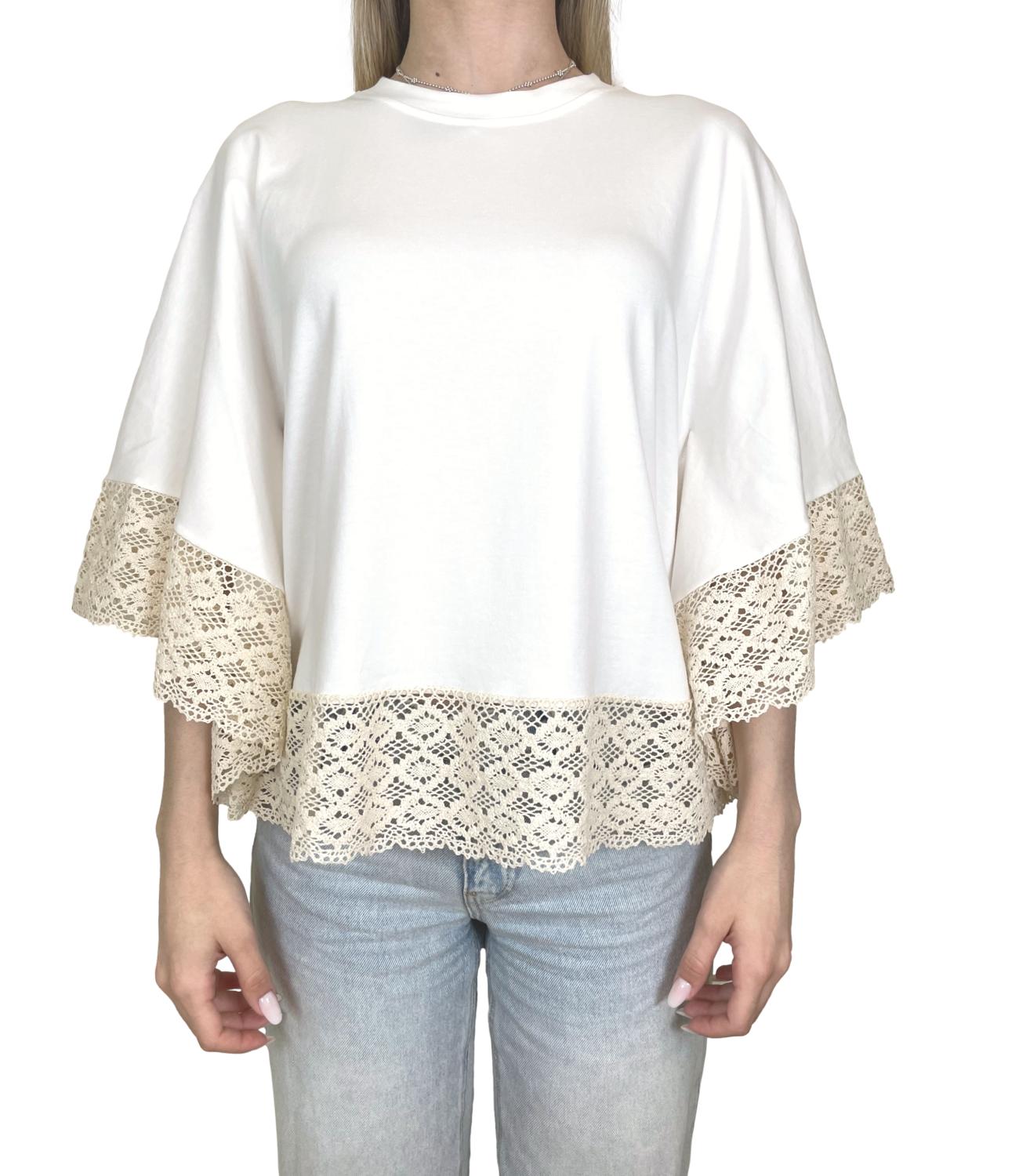 Kontatto T-shirt Mantella Panna Donna