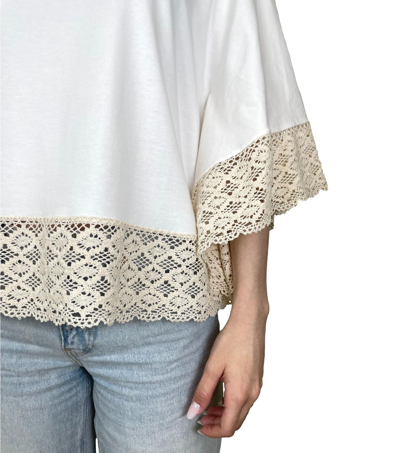 Kontatto T-shirt Mantella Panna Donna