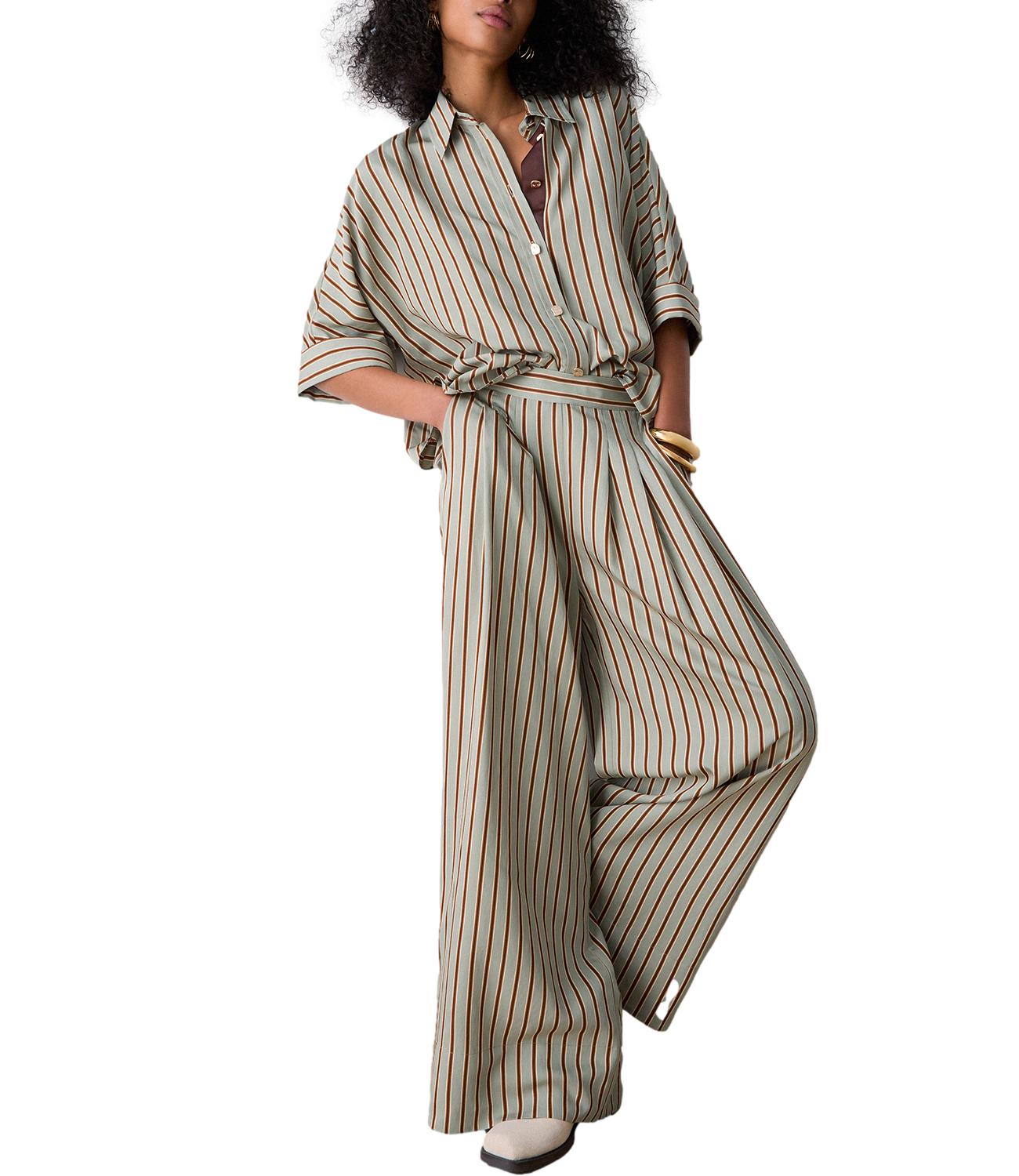 Liu Jo Pantalone Green/Tabacco Stripe Donna
