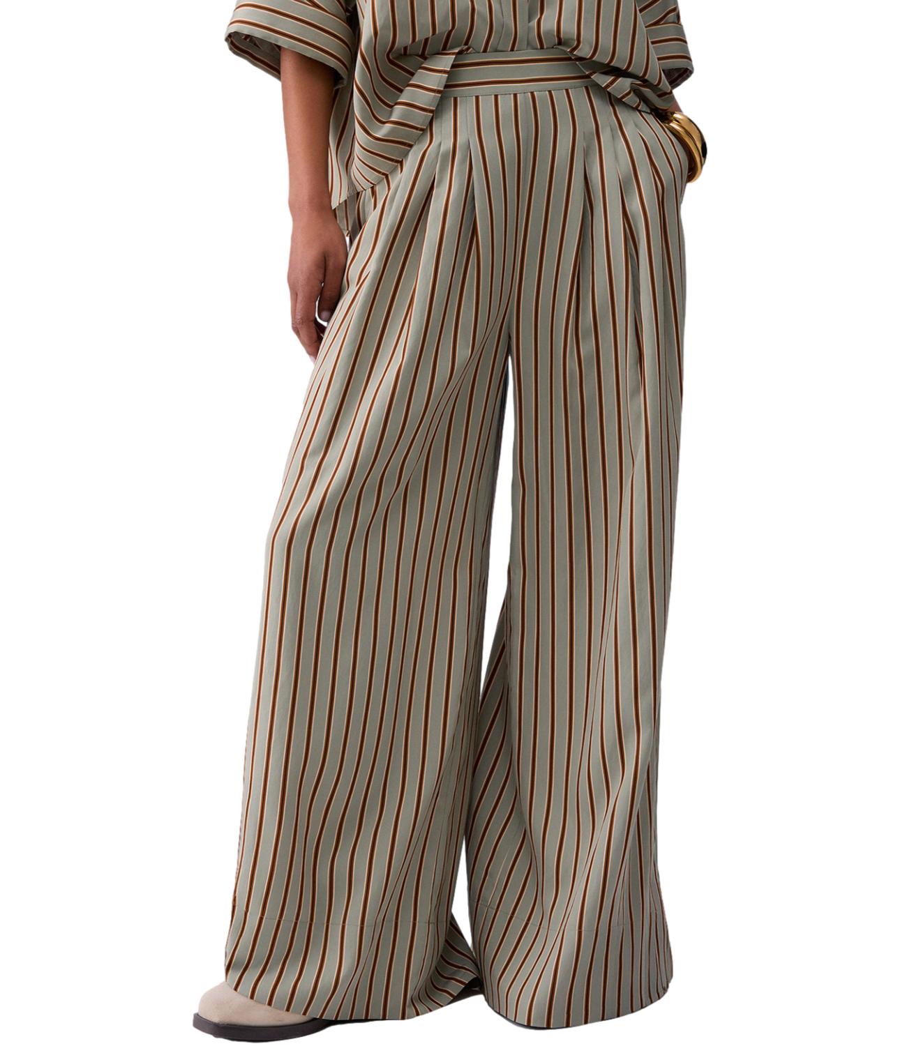 Liu Jo Pantalone Green/Tabacco Stripe Donna