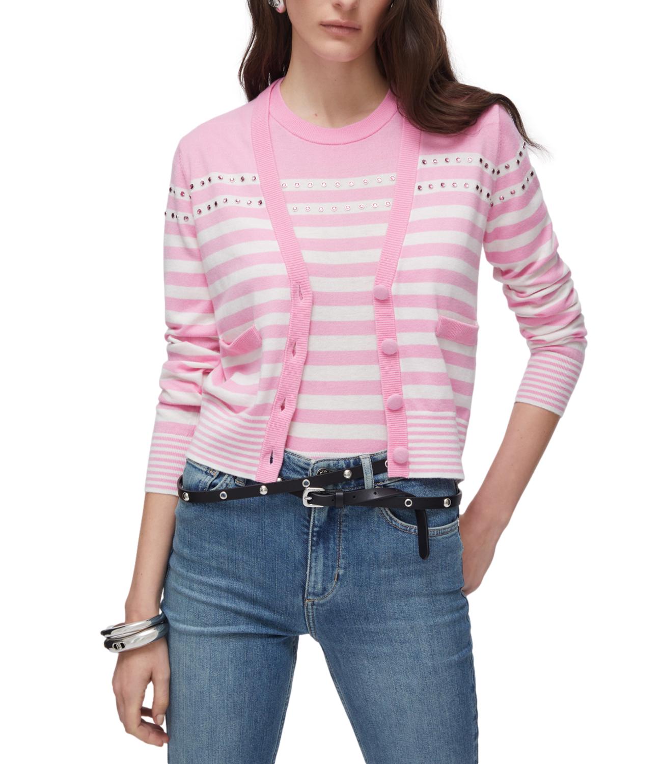 Liu Jo Maglia Cardigan Rosa/Bianco Donna