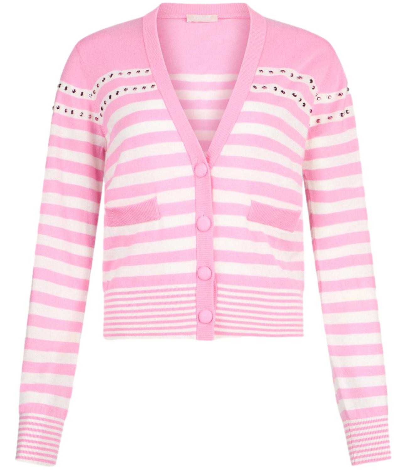 Liu Jo Maglia Cardigan Rosa/Bianco Donna