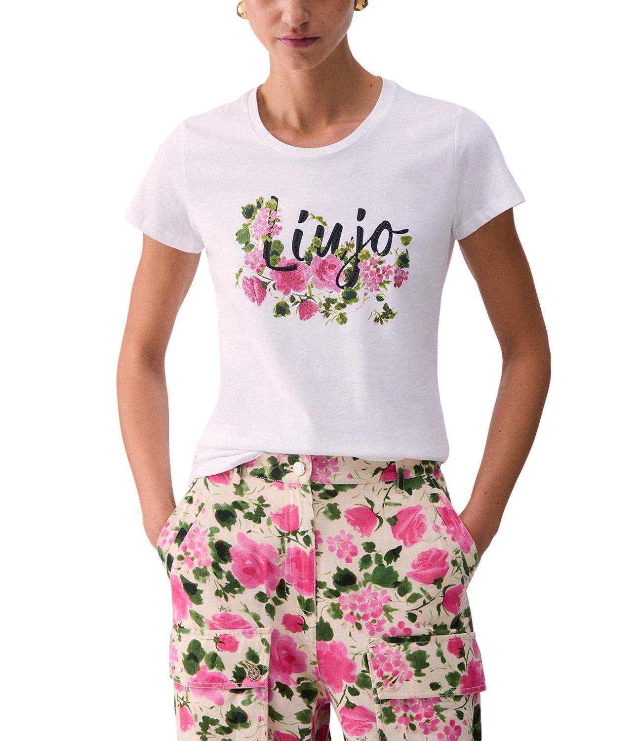 Liu jo T-Shirt Bco Liujo Naive Rose da Donna
