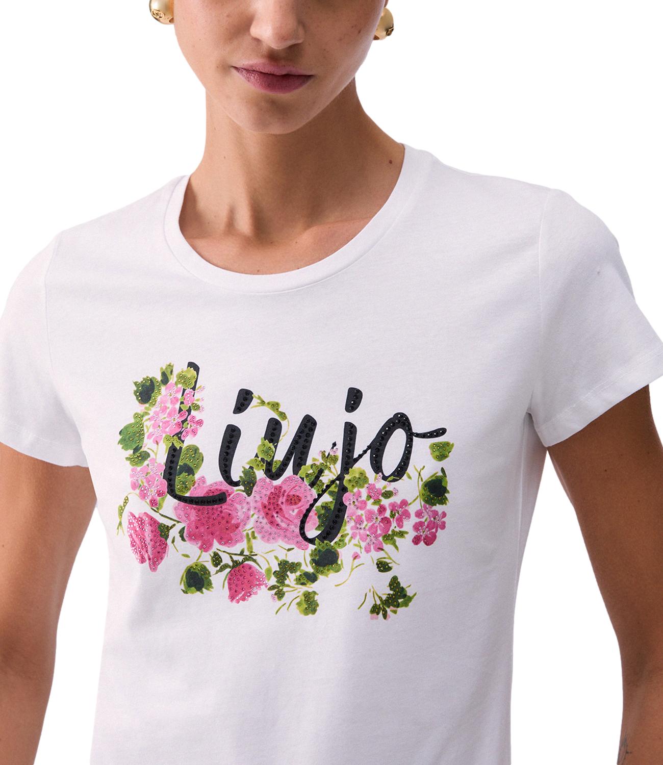 Liu jo T-Shirt Bco Liujo Naive Rose da Donna