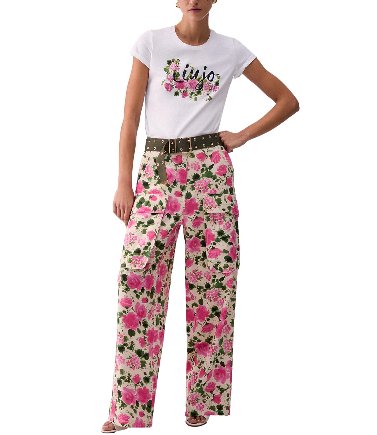 Liu jo T-Shirt Bco Liujo Naive Rose da Donna