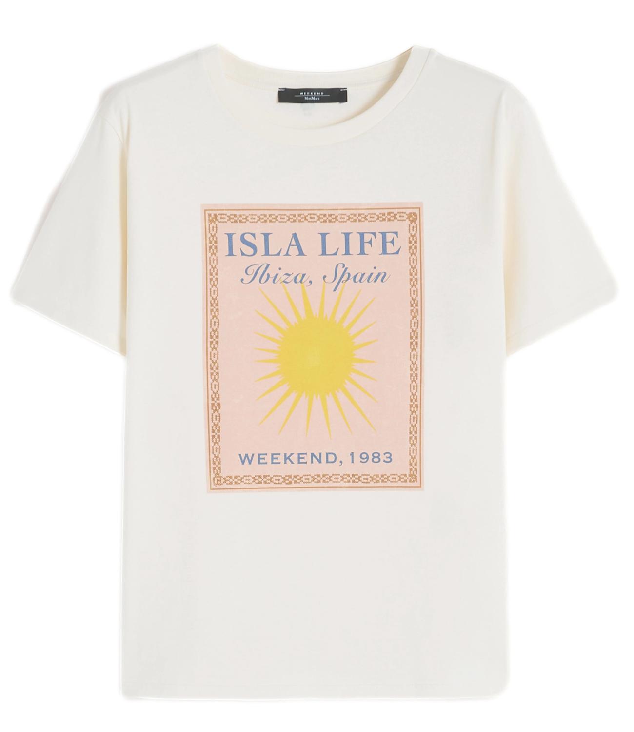 Max Mara Weekend T-Shirt Ecru'+stampa Ibiza da Donna