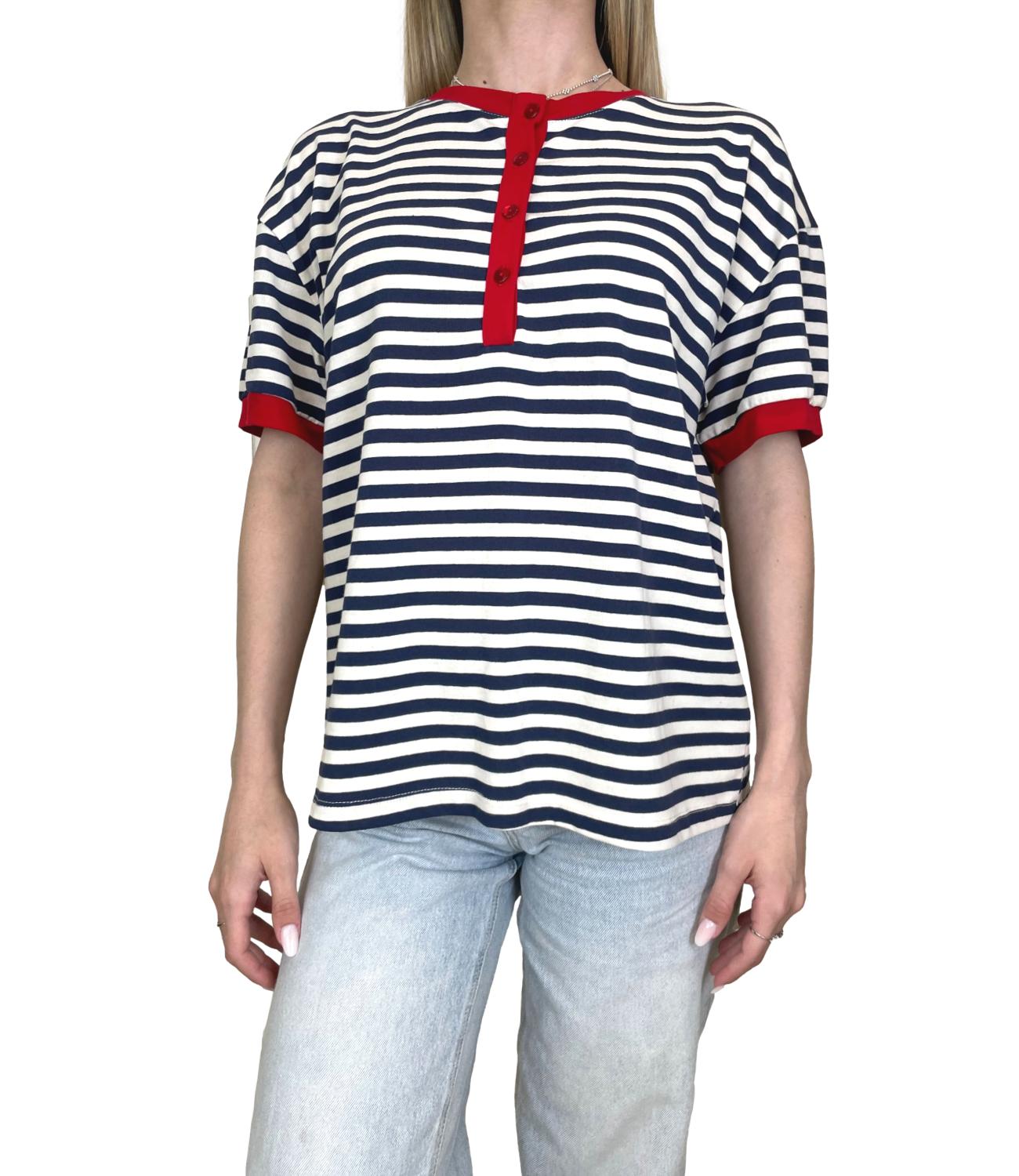 Motel T-shirt Righe Panna/Blu Donna