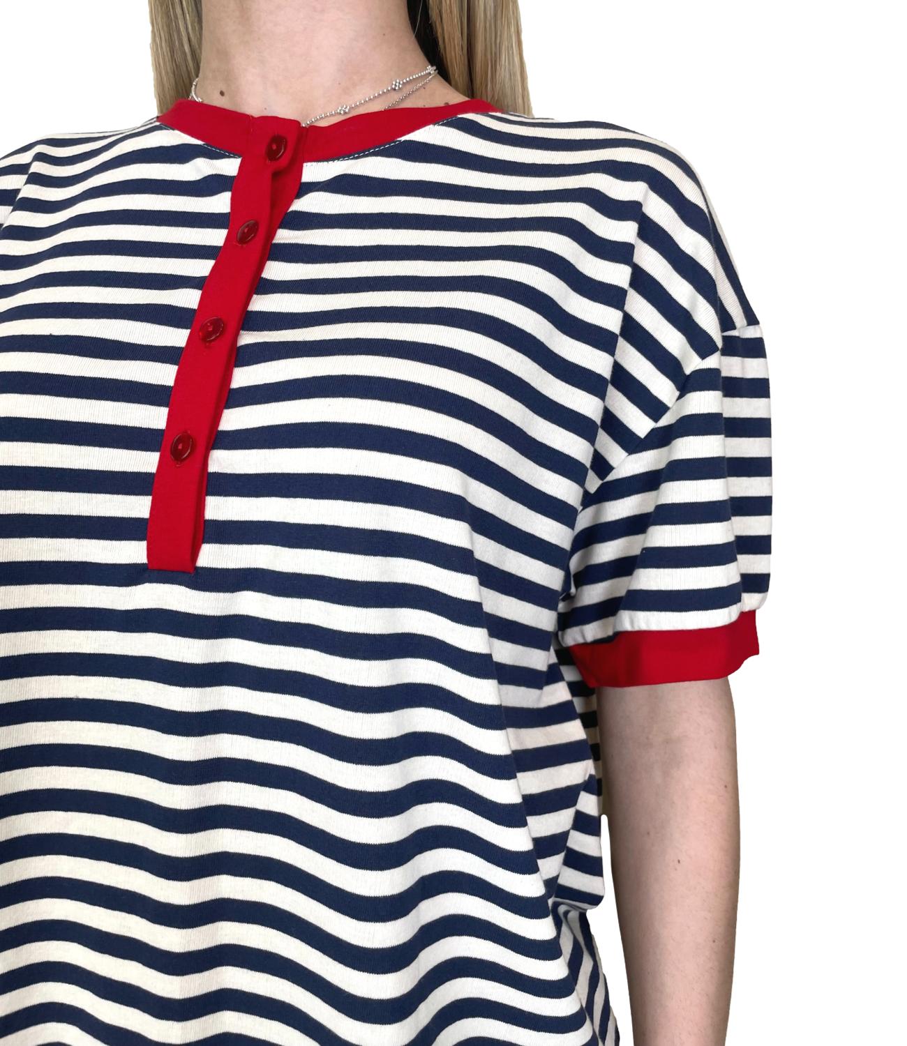 Motel T-shirt Righe Panna/Blu Donna