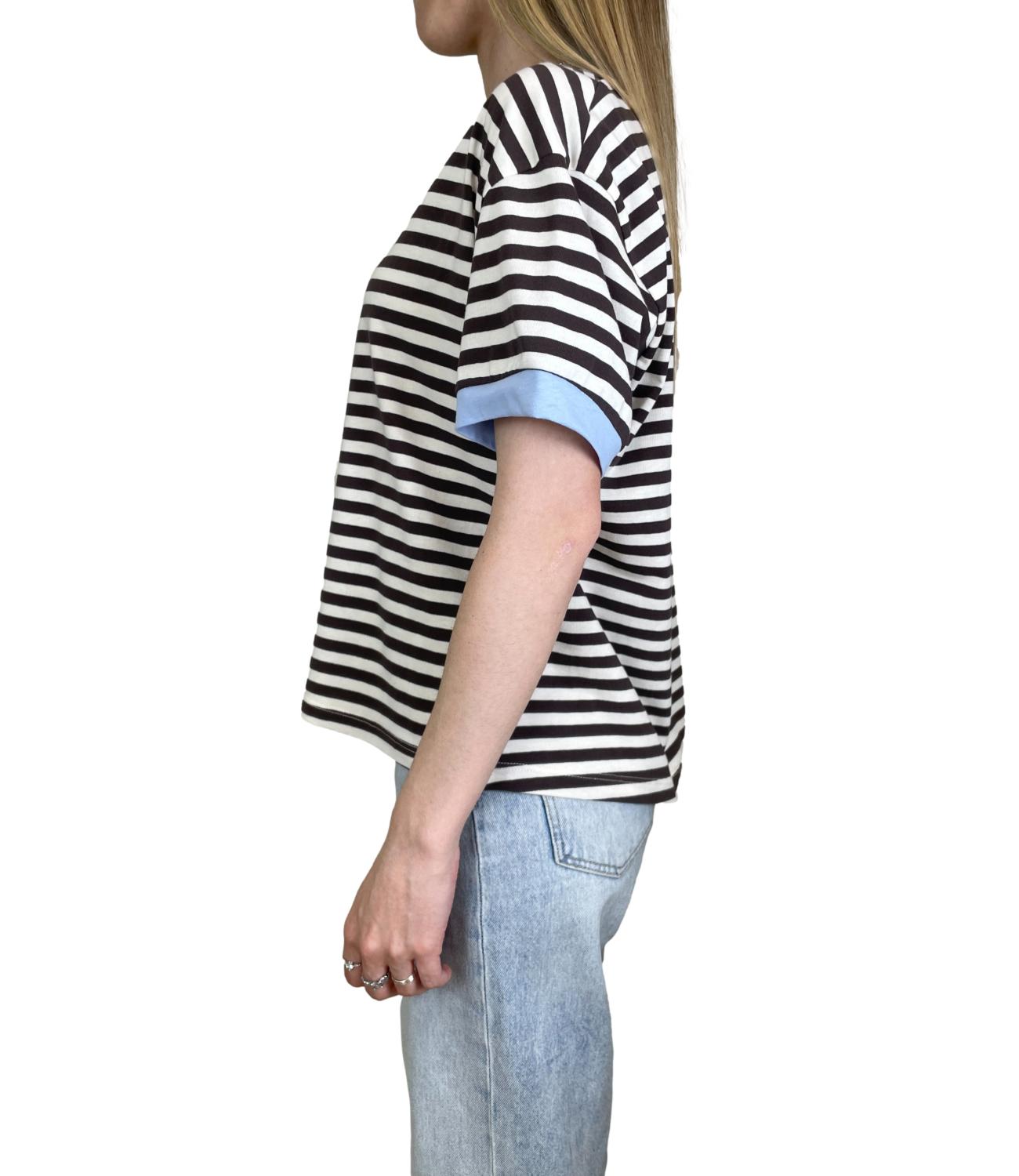 Motel T-shirt Righe Panna/Moro Donna