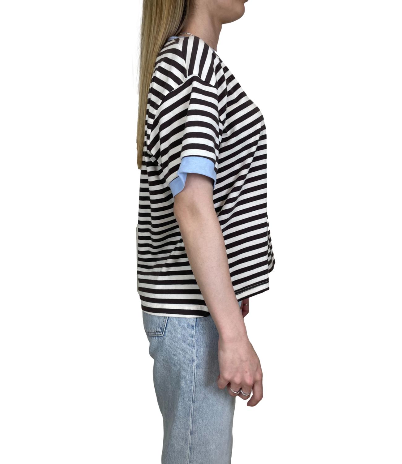 Motel T-shirt Righe Panna/Moro Donna