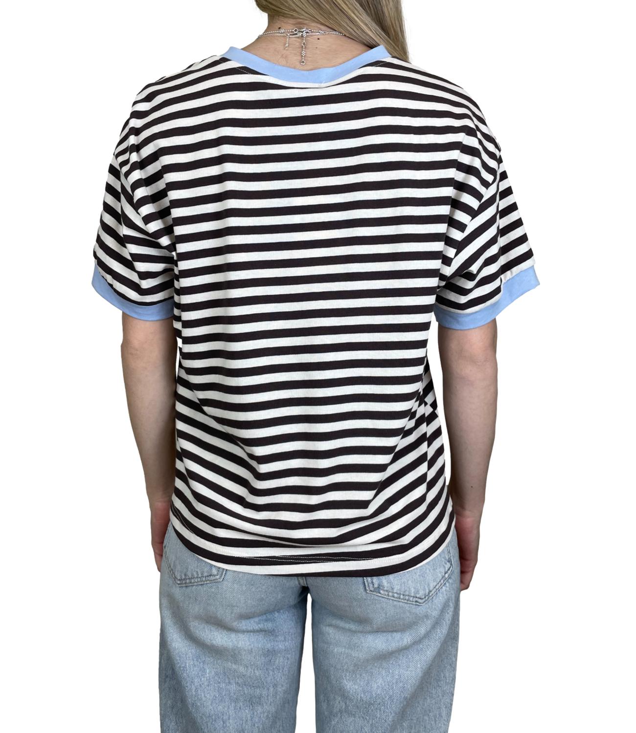 Motel T-shirt Righe Panna/Moro Donna