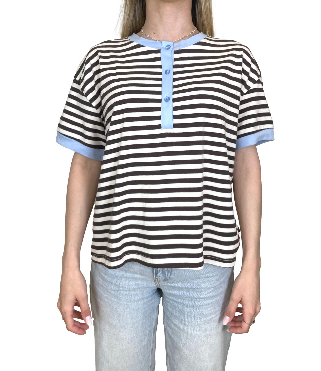 Motel T-shirt Righe Panna/Moro Donna