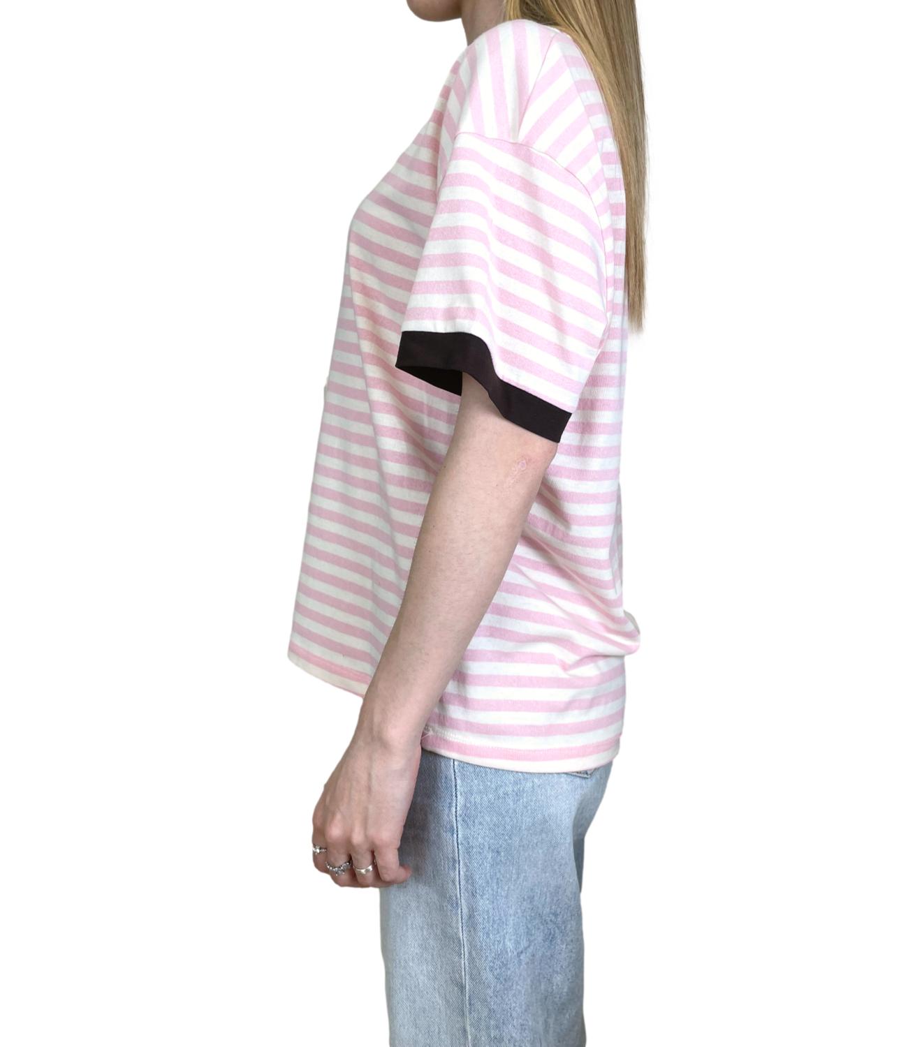 Motel T-shirt Righe Panna/Rosa Donna