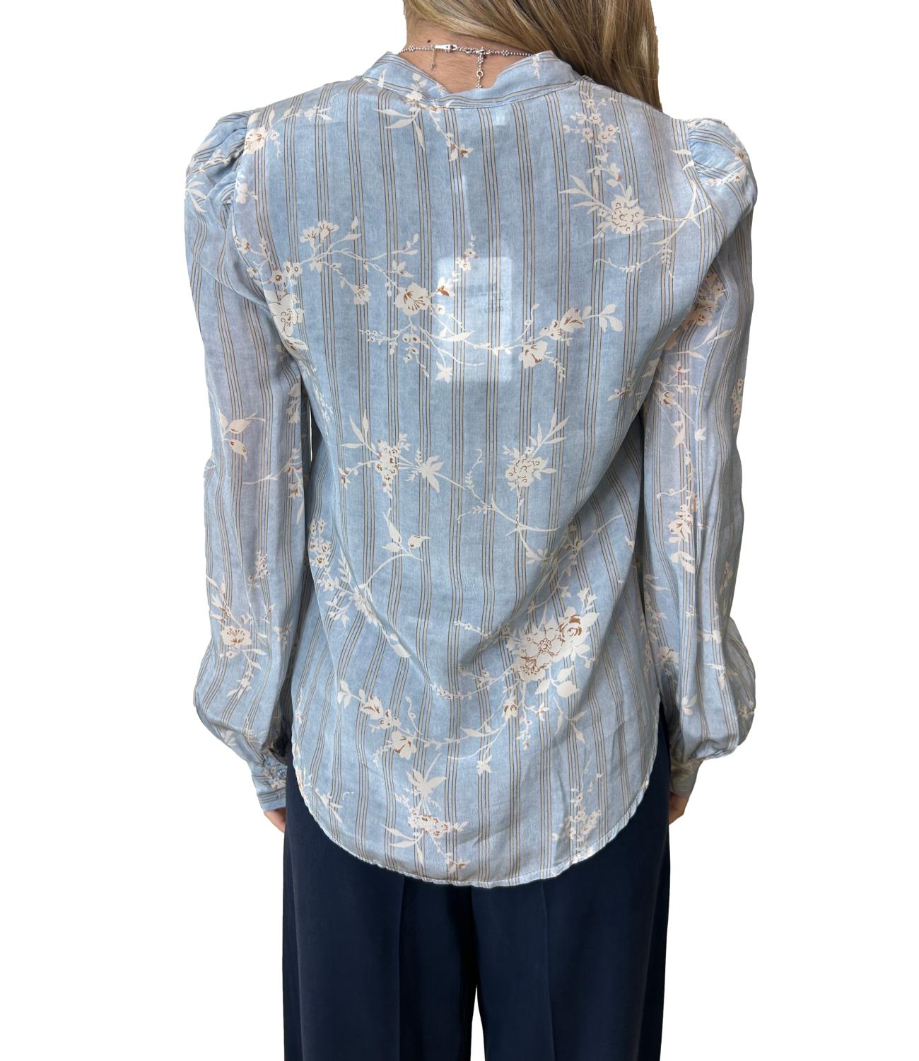 Motel Camicia Azzurro Floreale Donna