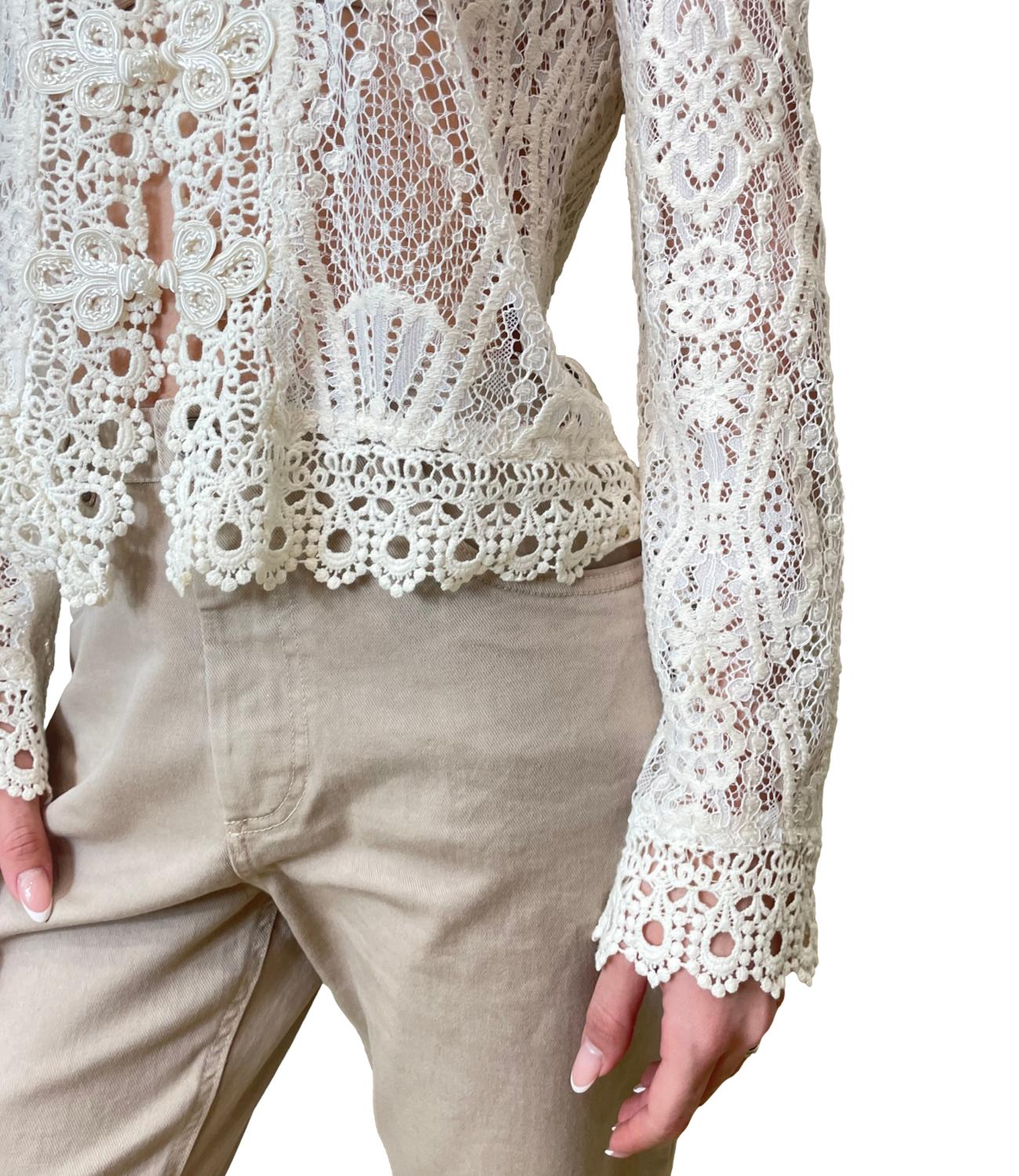 Motel Camicia Pizzo Naturale Donna
