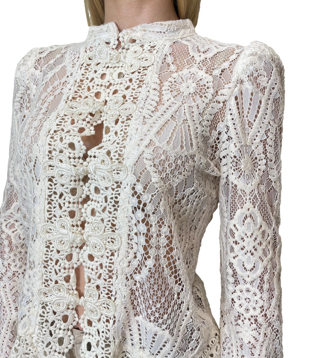 Motel Camicia Pizzo Naturale Donna