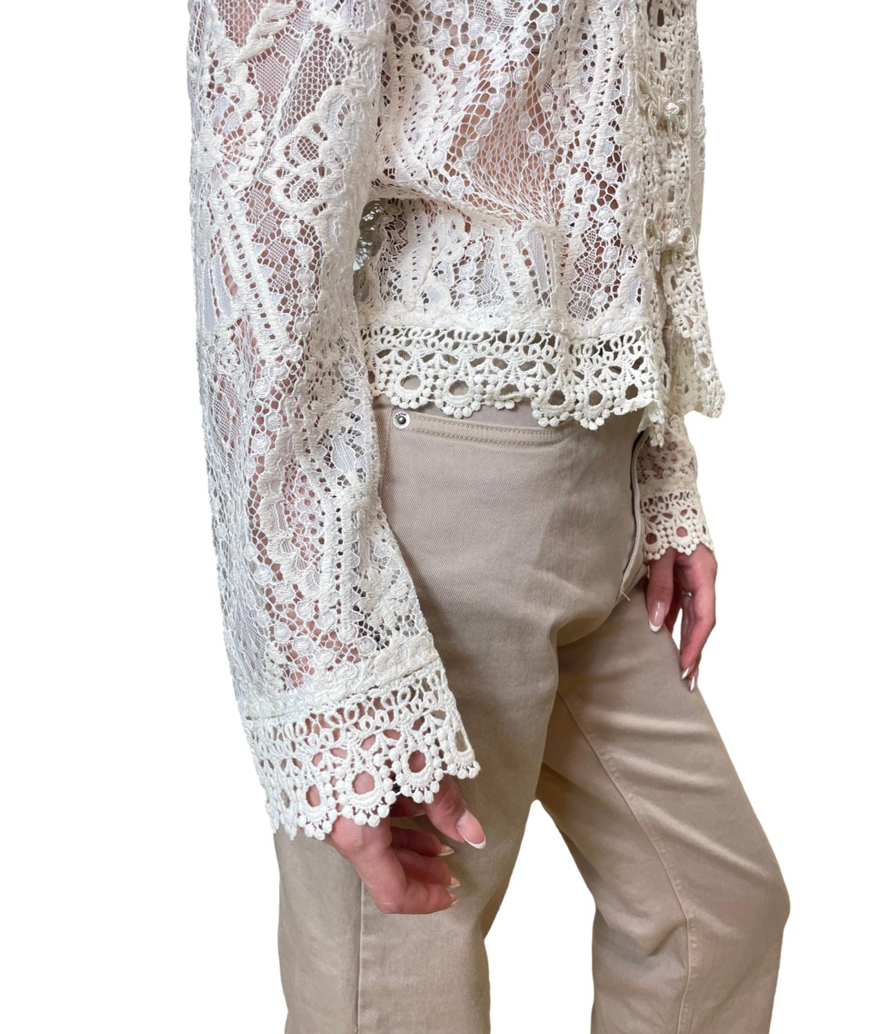 Motel Camicia Pizzo Naturale Donna