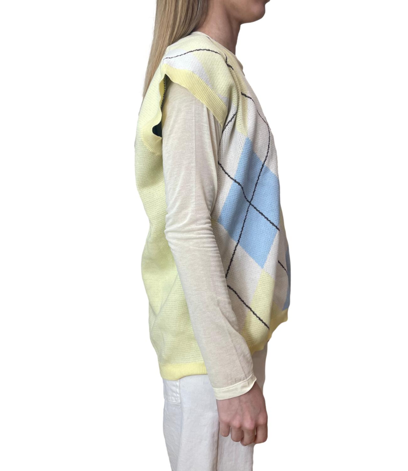 Motel Gilet Rombi Giallo Donna
