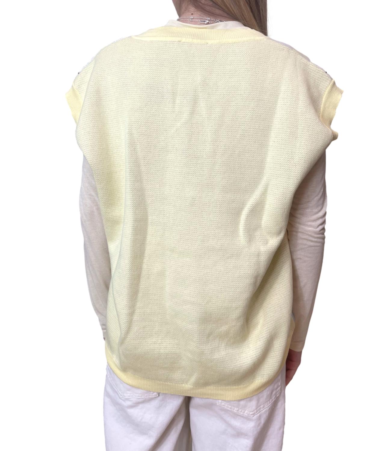 Motel Gilet Rombi Giallo Donna
