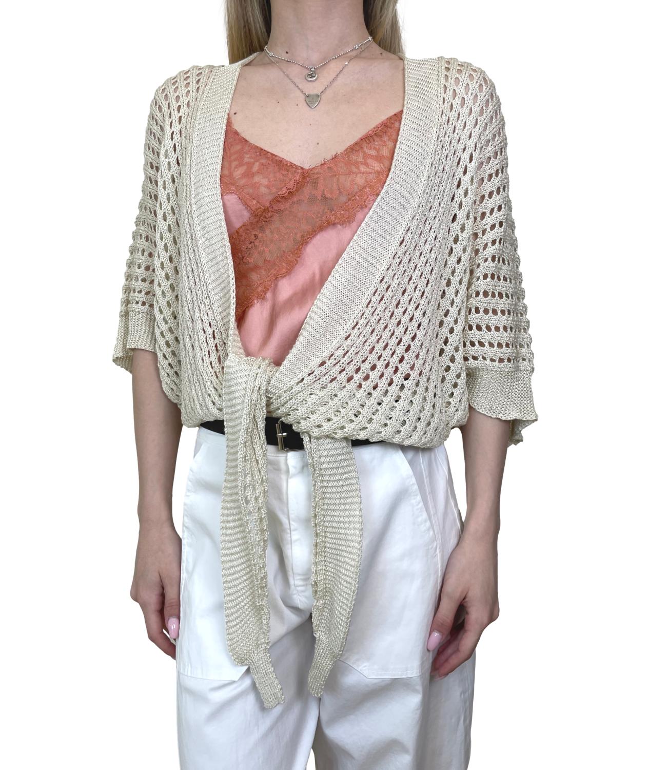 Studio It Cardigan Traforato Panna Donna