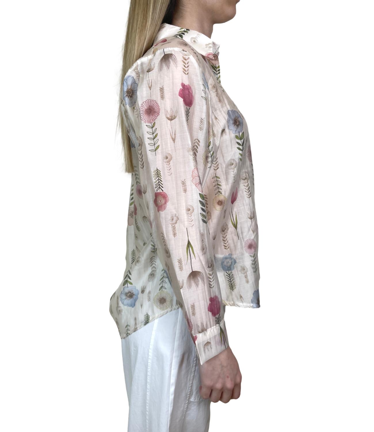 Studio It Camicia Avorio Floreale Donna