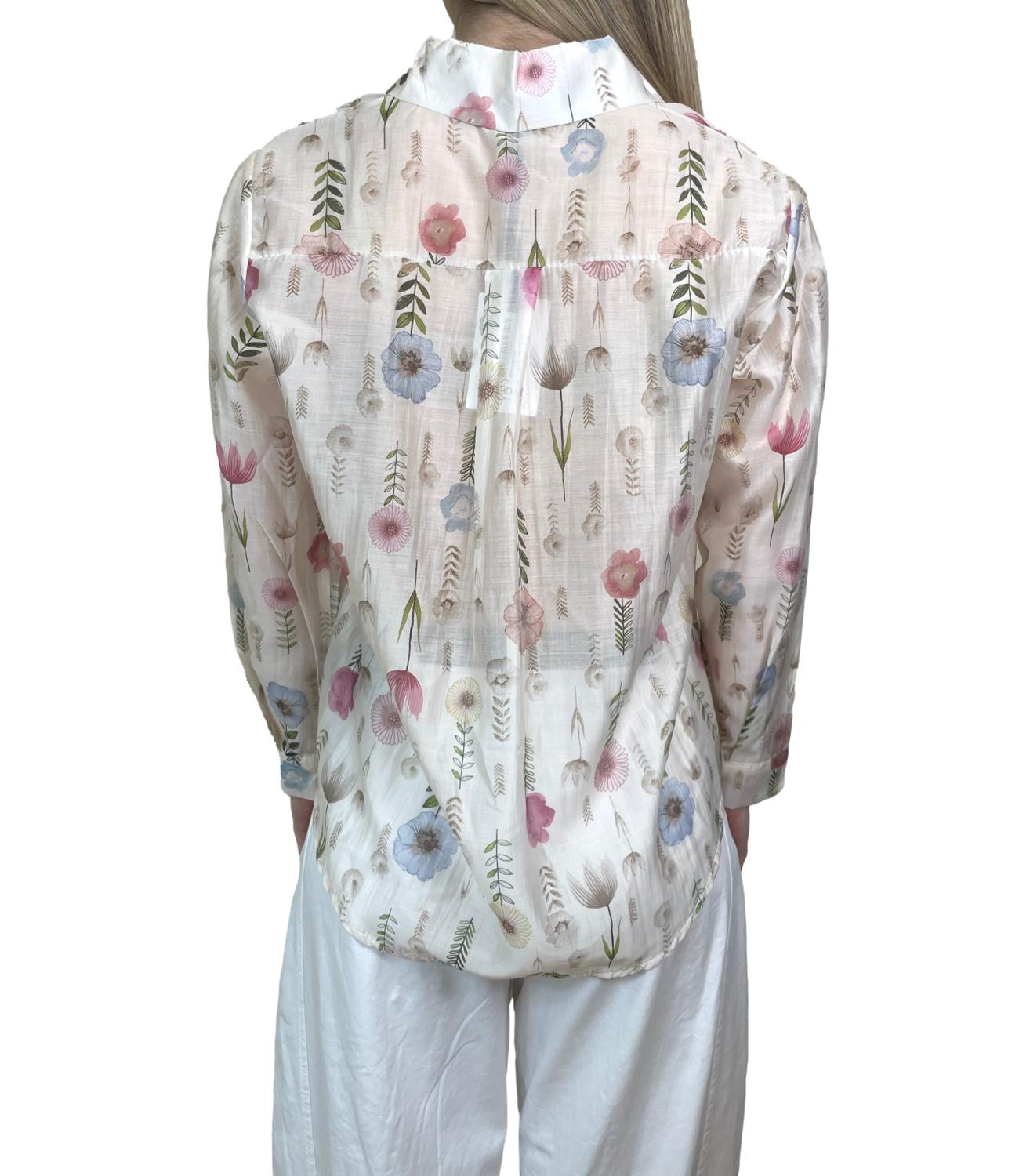 Studio It Camicia Avorio Floreale Donna