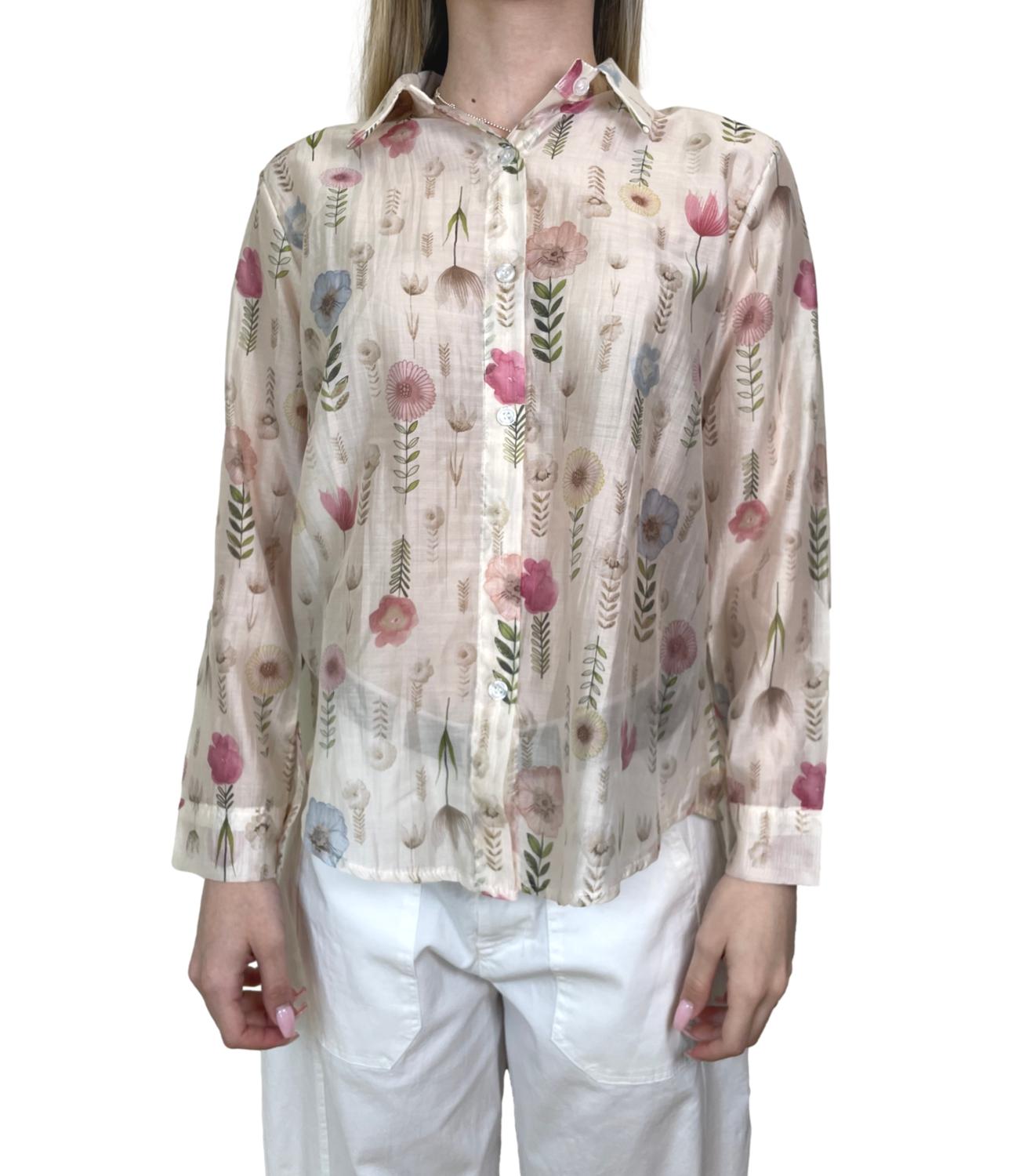 Studio It Camicia Avorio Floreale Donna