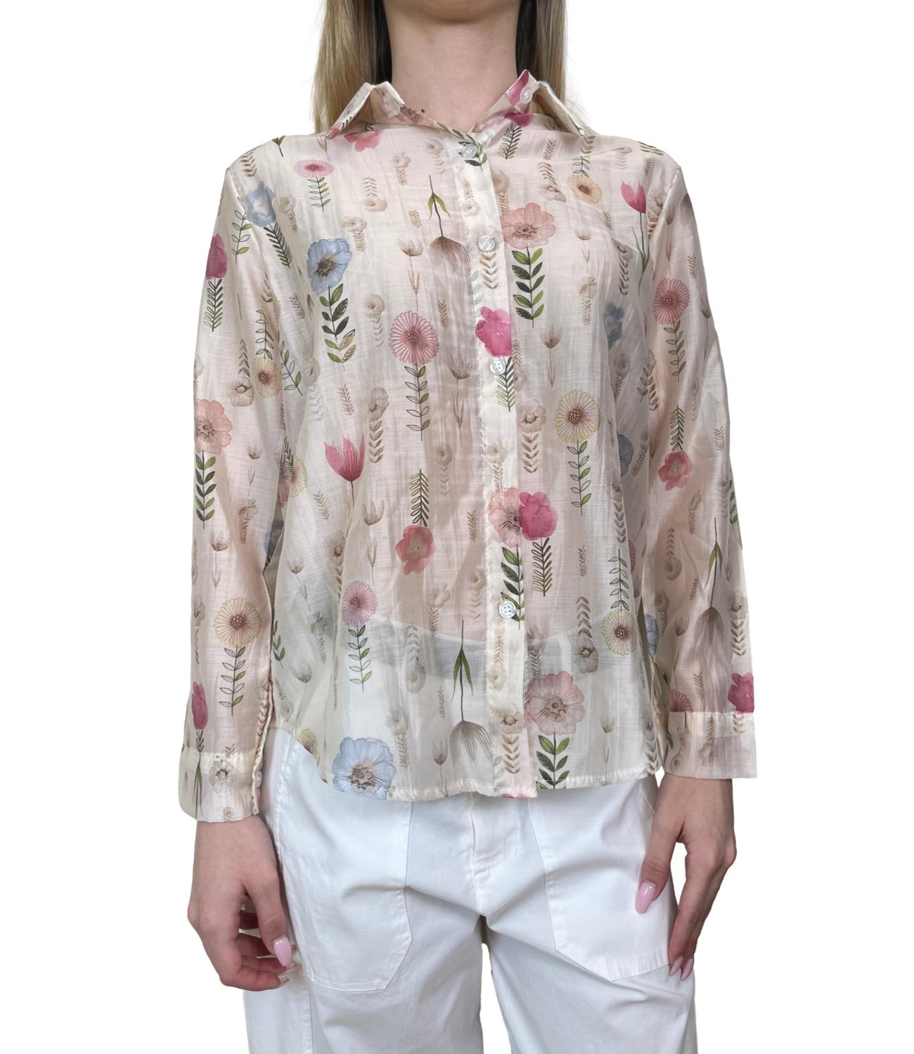 Studio It Camicia Avorio Floreale Donna