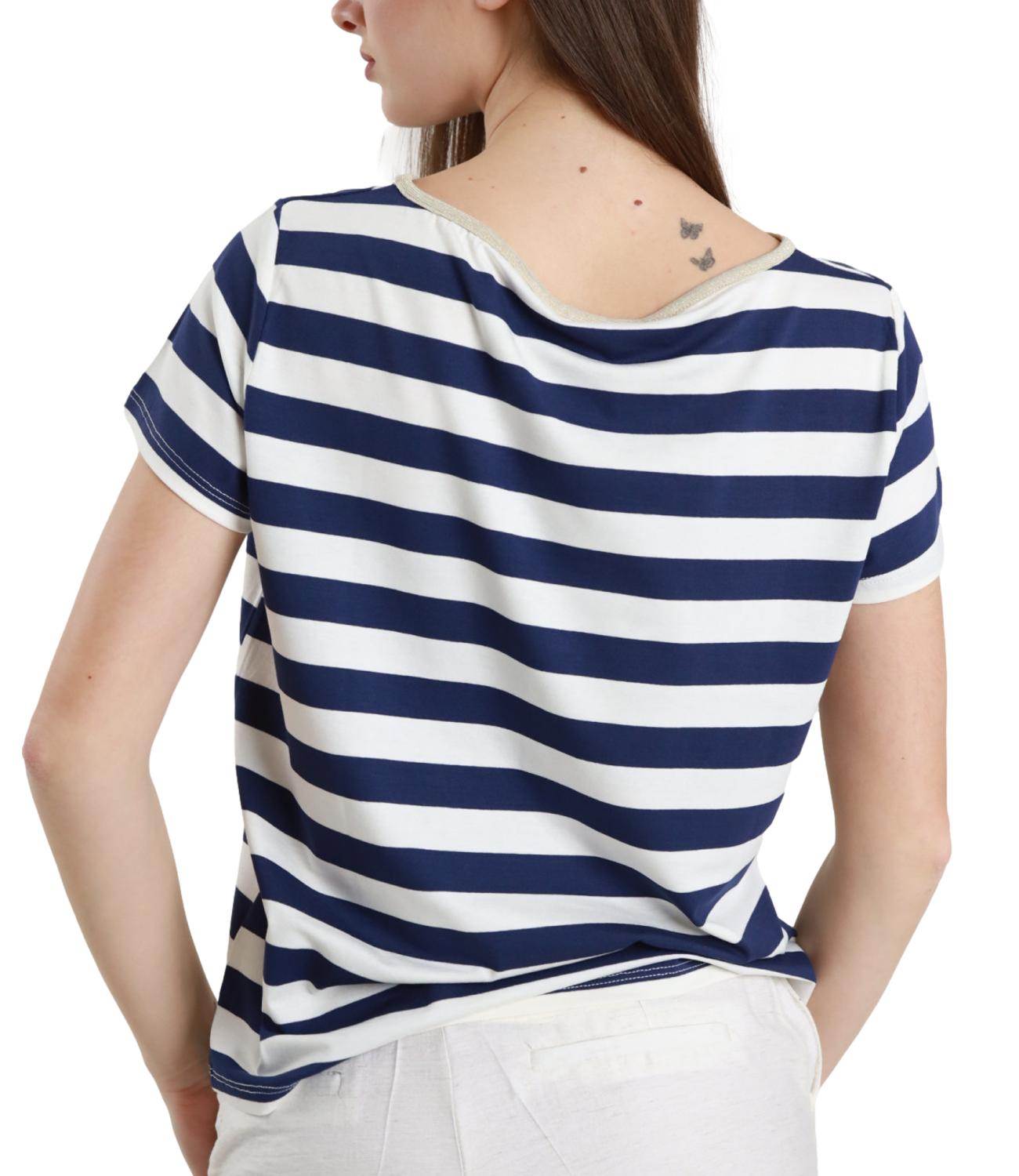 Susy Mix Maglia Riga Blu Donna