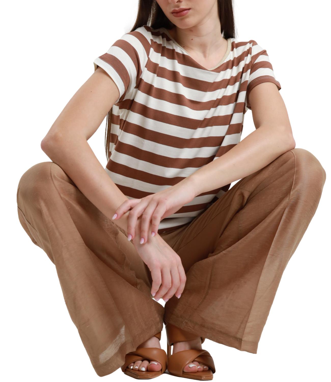 Susy Mix Maglia Riga Tabacco Donna