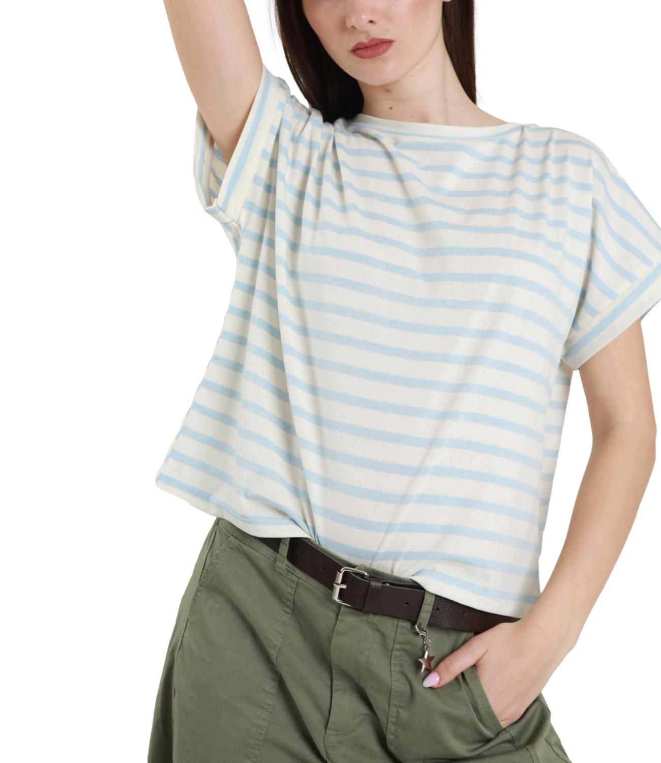 Susy Mix Maglia Riga Celeste Donna