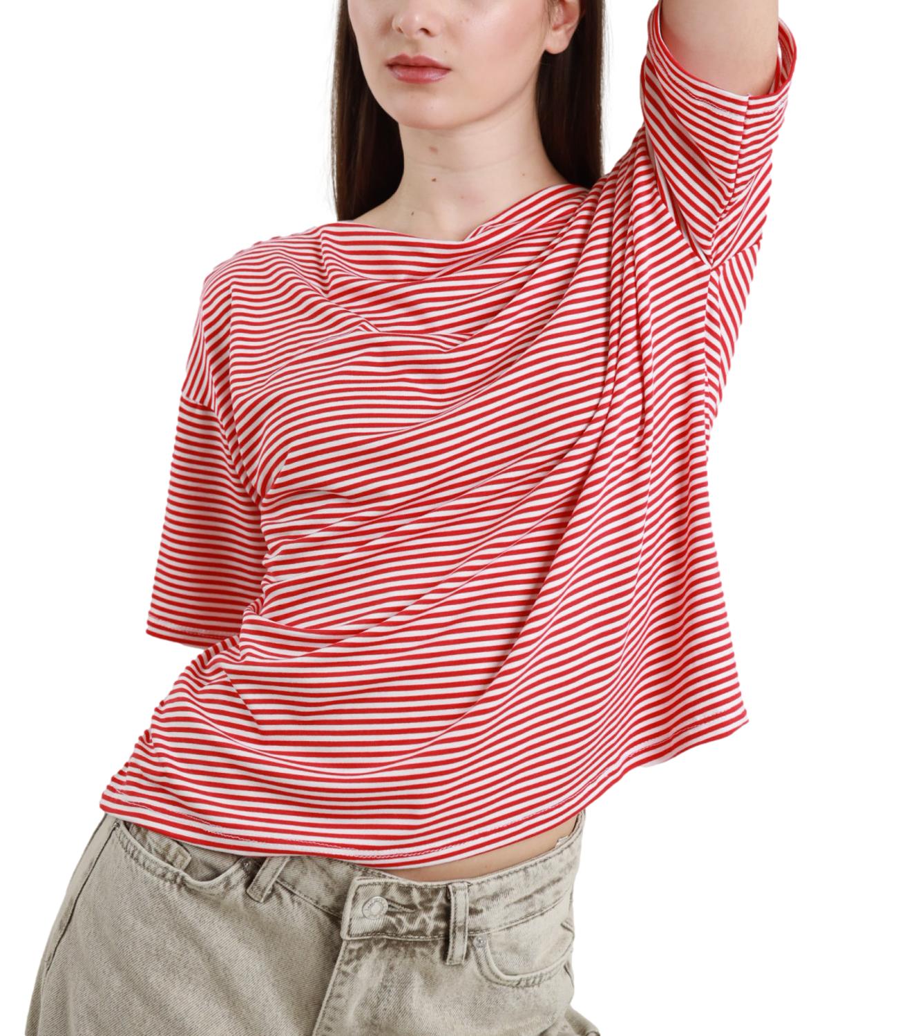 Susy Mix Maglia Riga Over Rosso Donna
