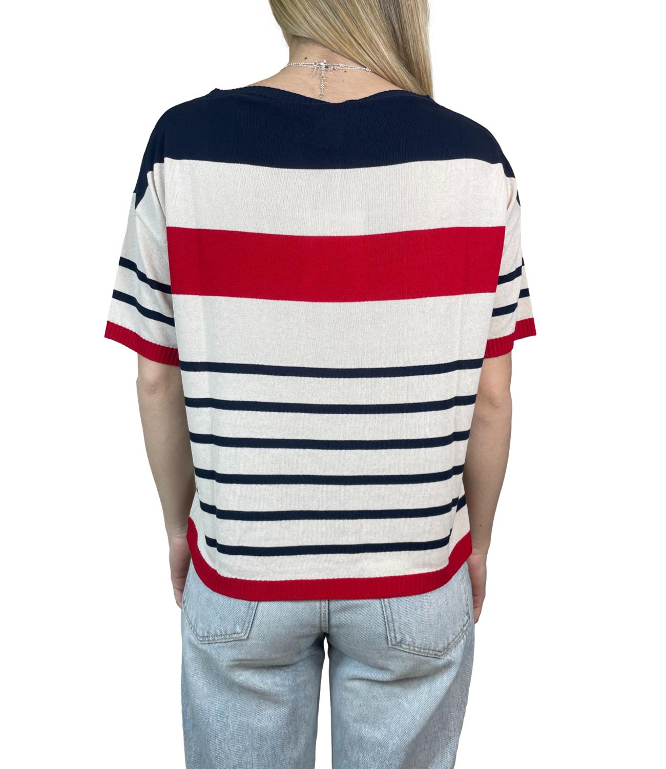 Susy Mix Maglia Riga Blu Donna