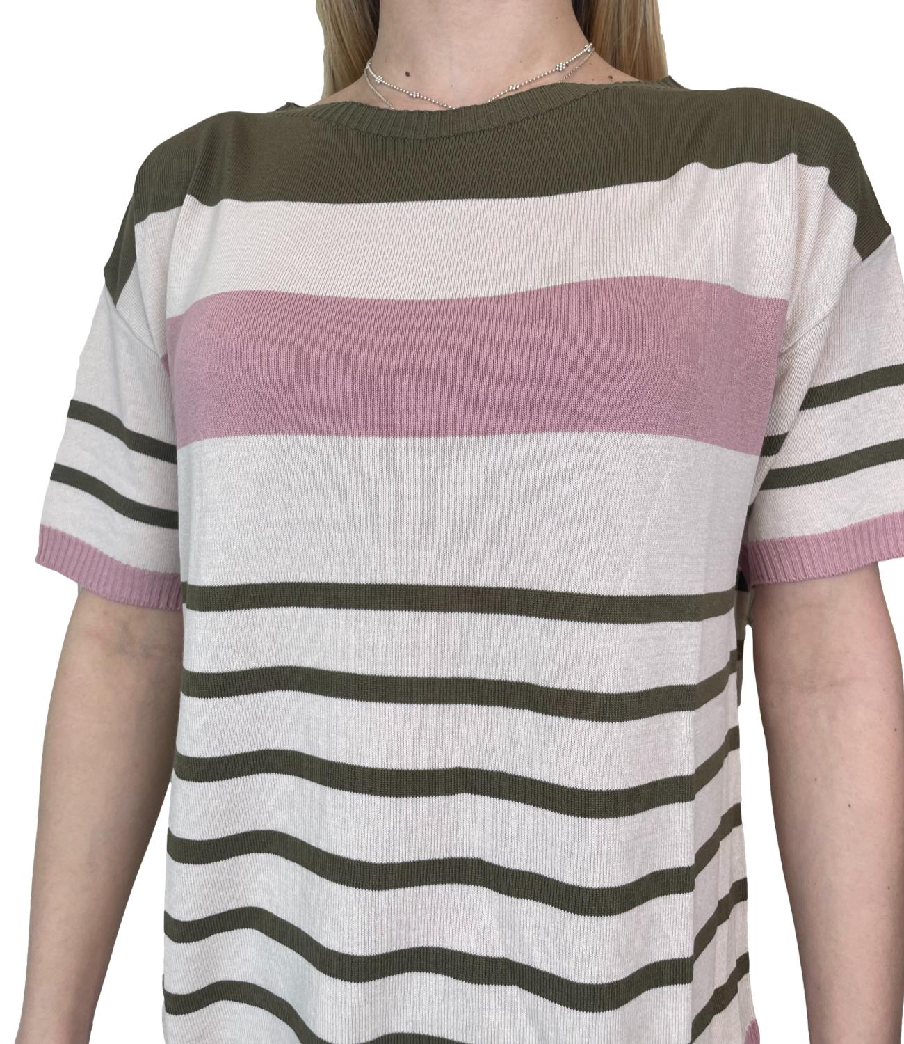 Susy Mix Maglia Riga Verde Militare Donna