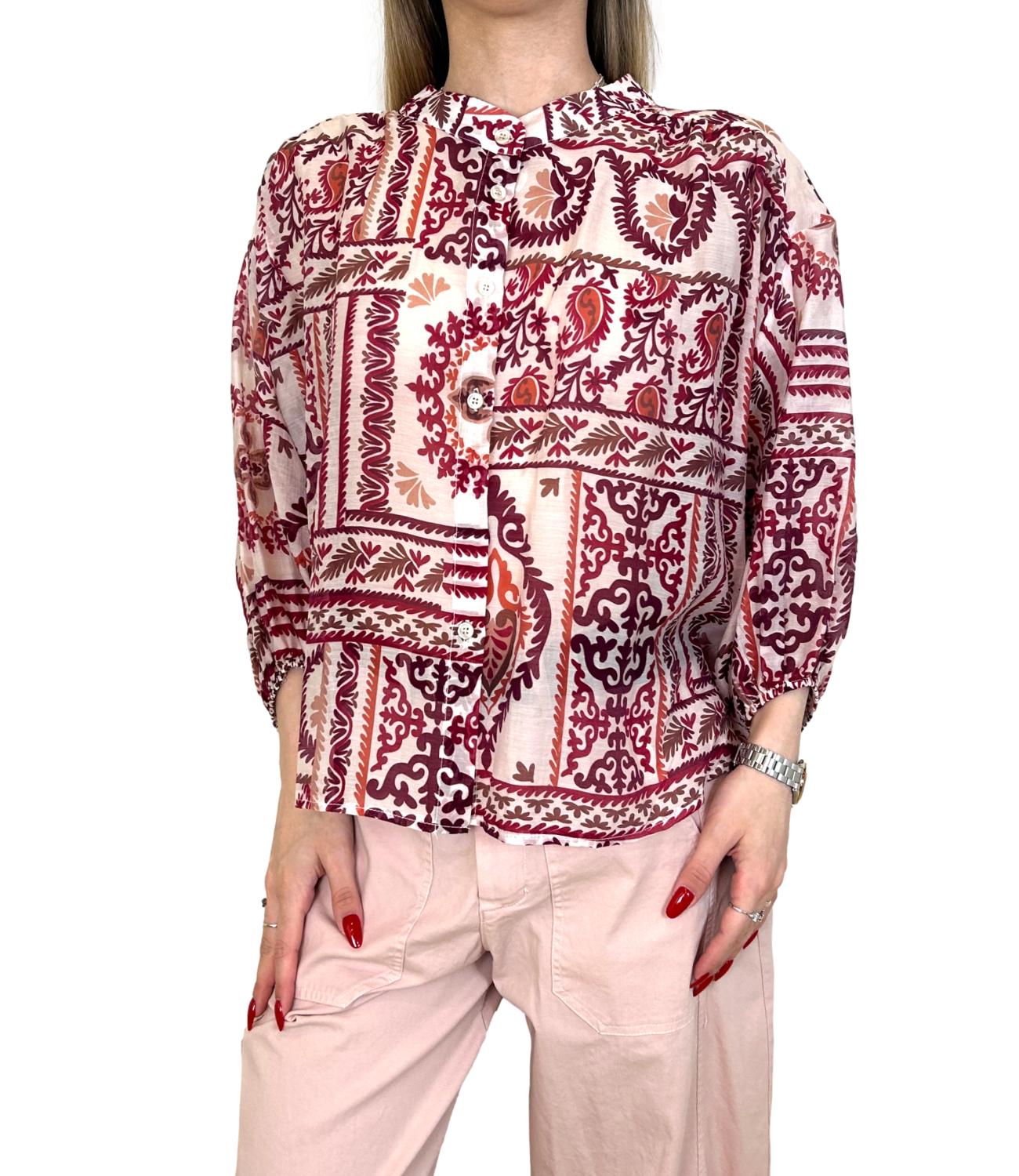 Susy Mix Camicia Fantasia Bordeaux Donna