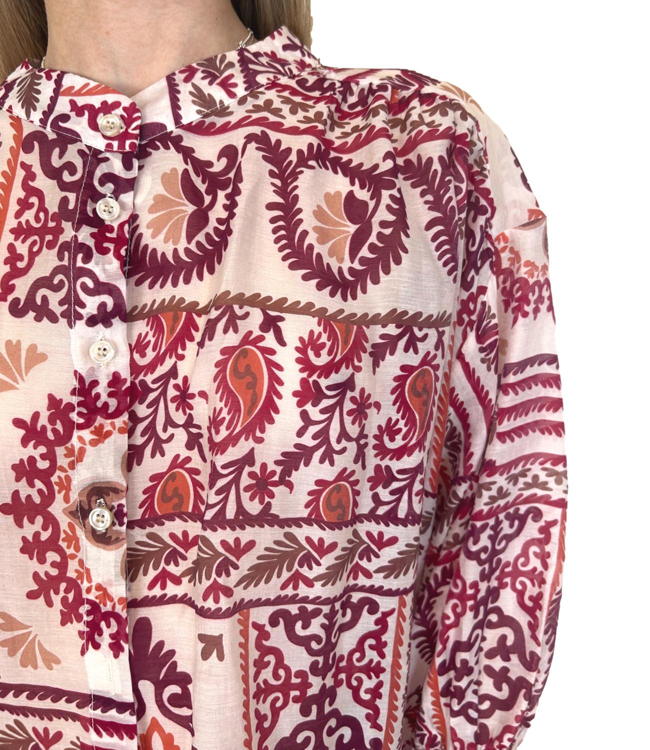 Susy Mix Camicia Fantasia Bordeaux Donna