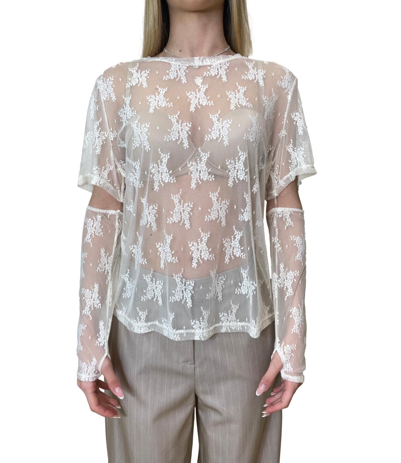 Susy Mix T-shirt Pizzo Crema Donna