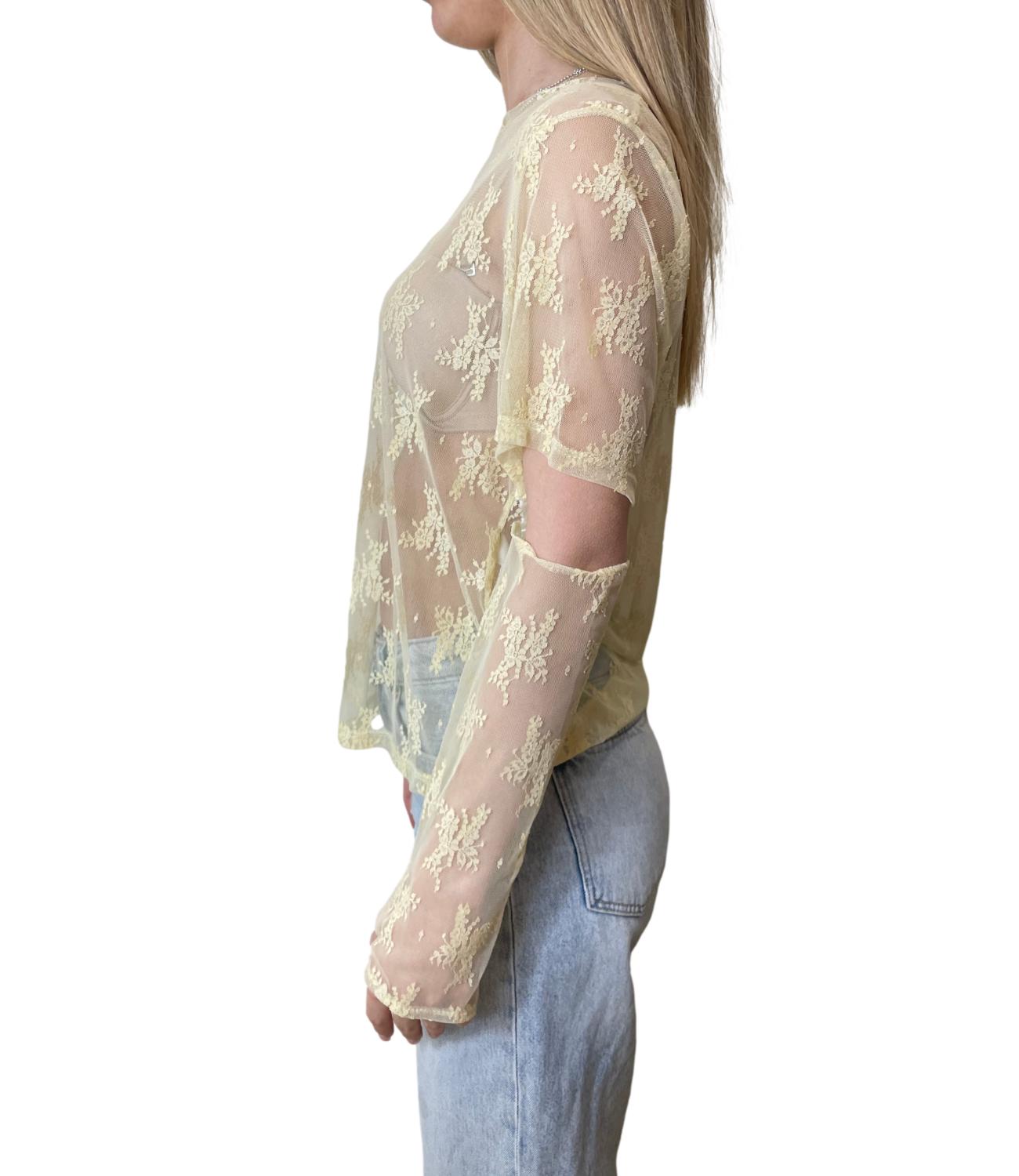 Susy Mix T-shirt Pizzo Giallo Donna