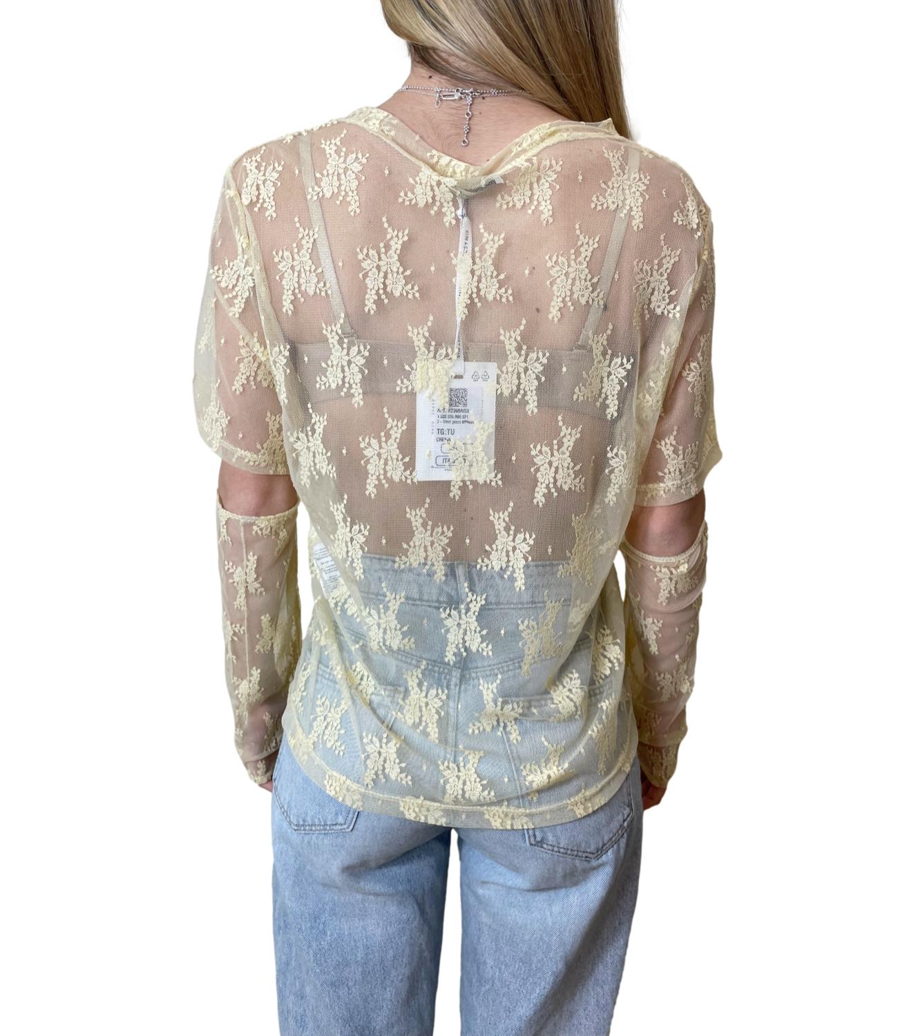 Susy Mix T-shirt Pizzo Giallo Donna