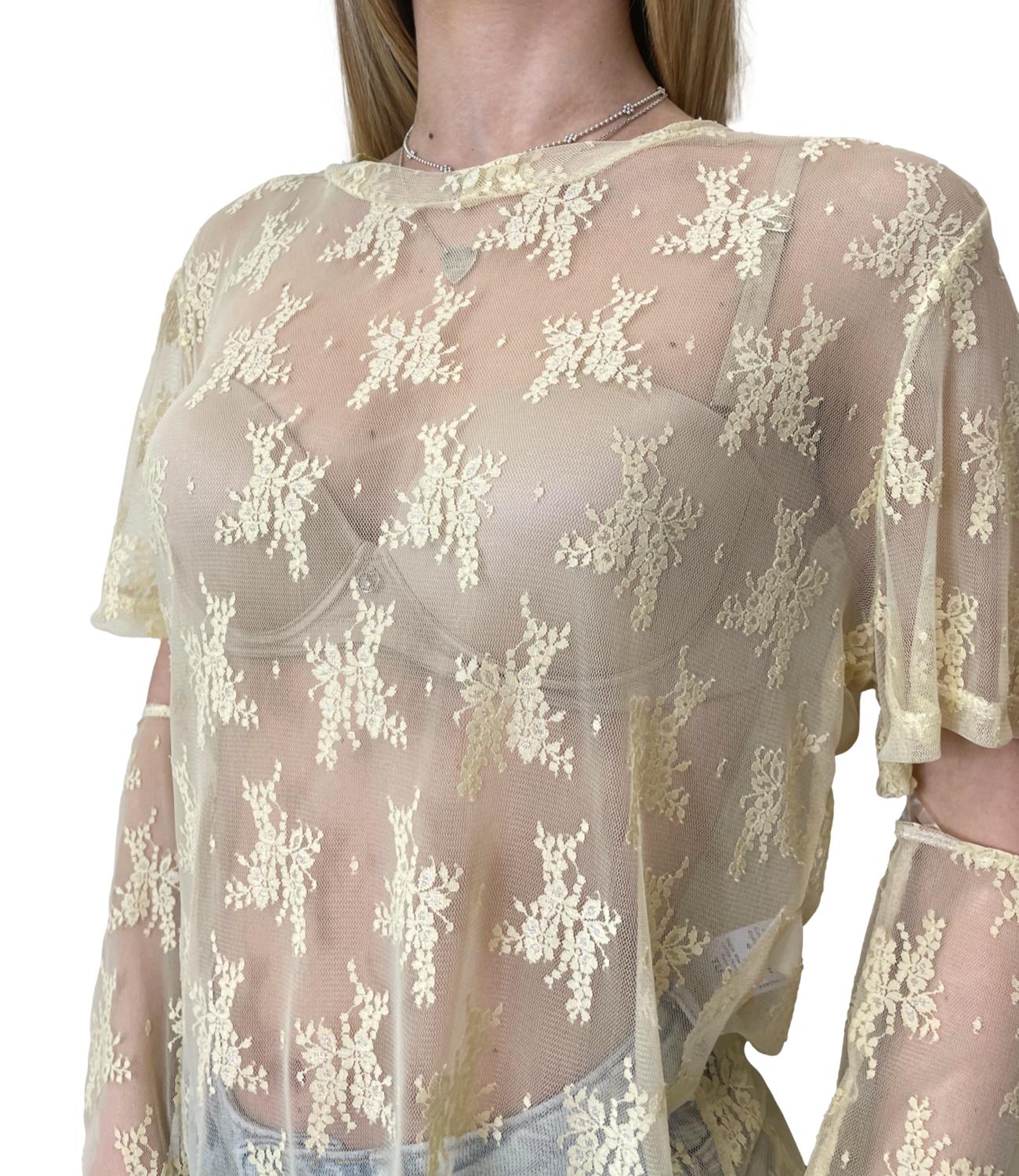 Susy Mix T-shirt Pizzo Giallo Donna