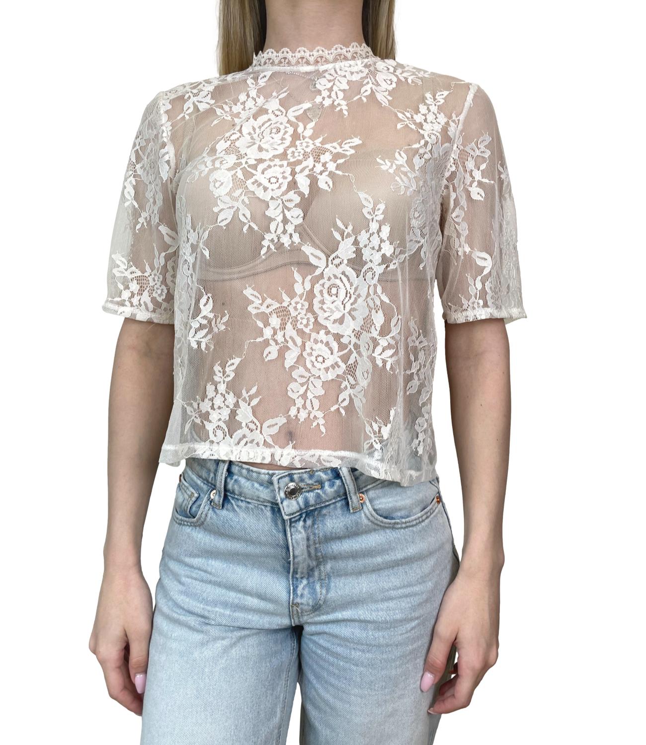 Susy Mix Maglia Pizzo Crema Donna