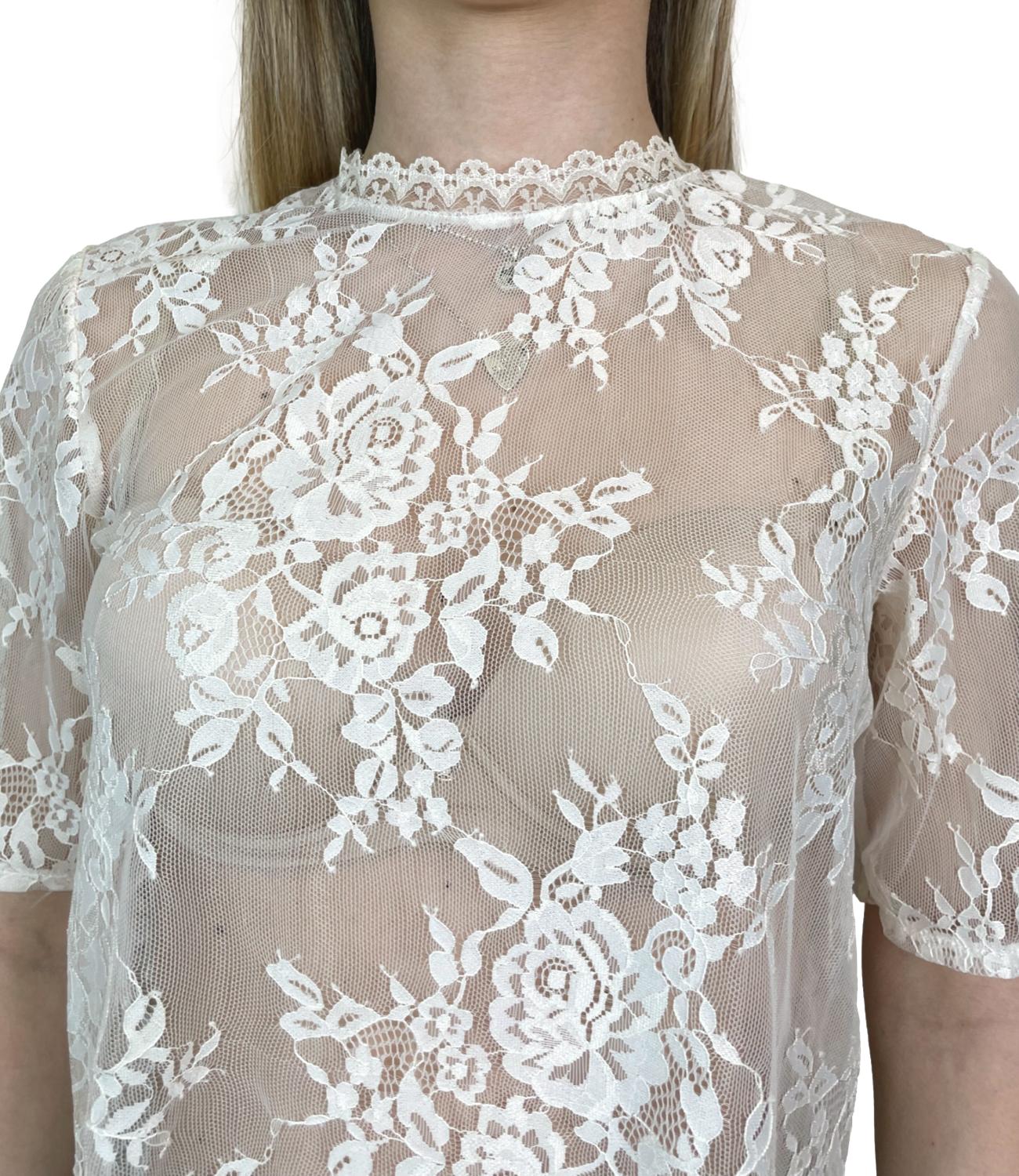 Susy Mix Maglia Pizzo Crema Donna