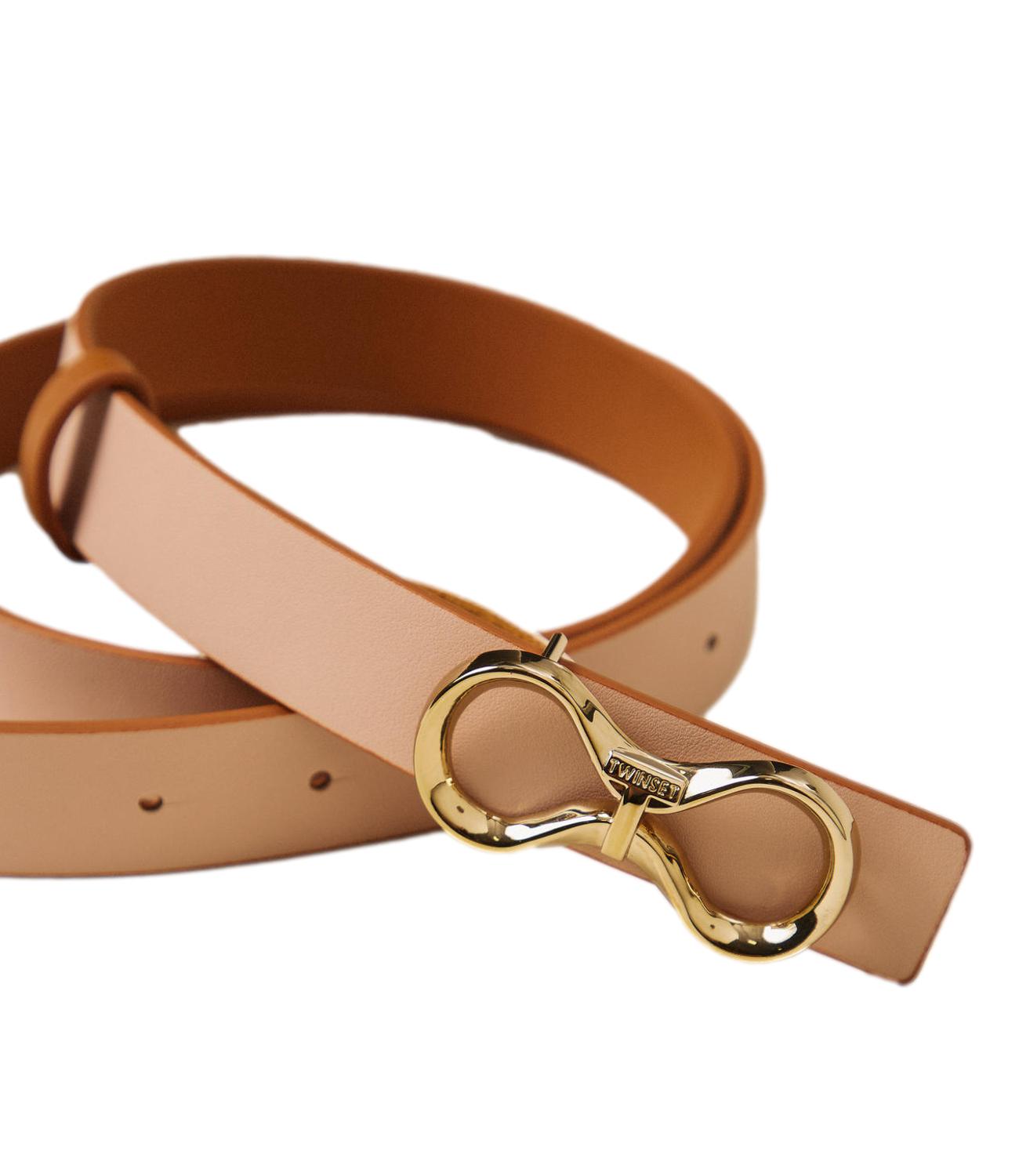 TWIN SET Cintura Bicolor Marrone "Bubinga Wood" / Rosa "Candy Peach" donna