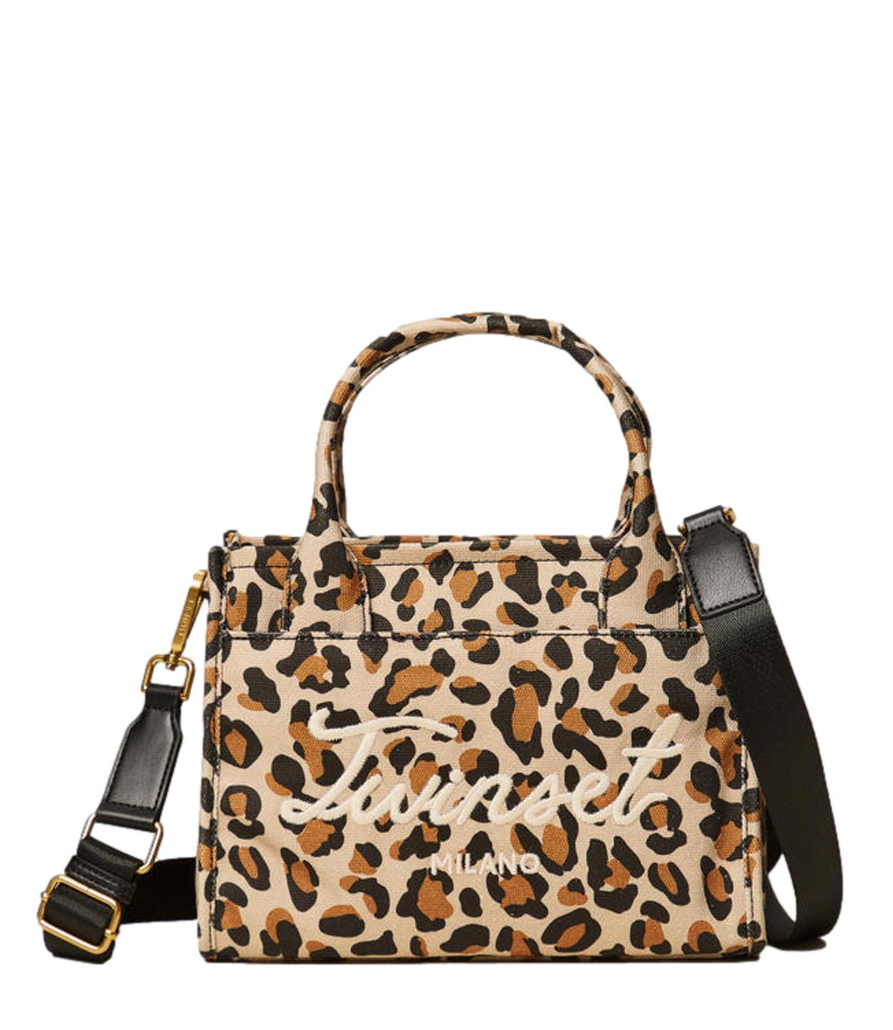 TWIN SET borsa Tote Piccola In Tessuto Sue Manici C/Logo maculata donna