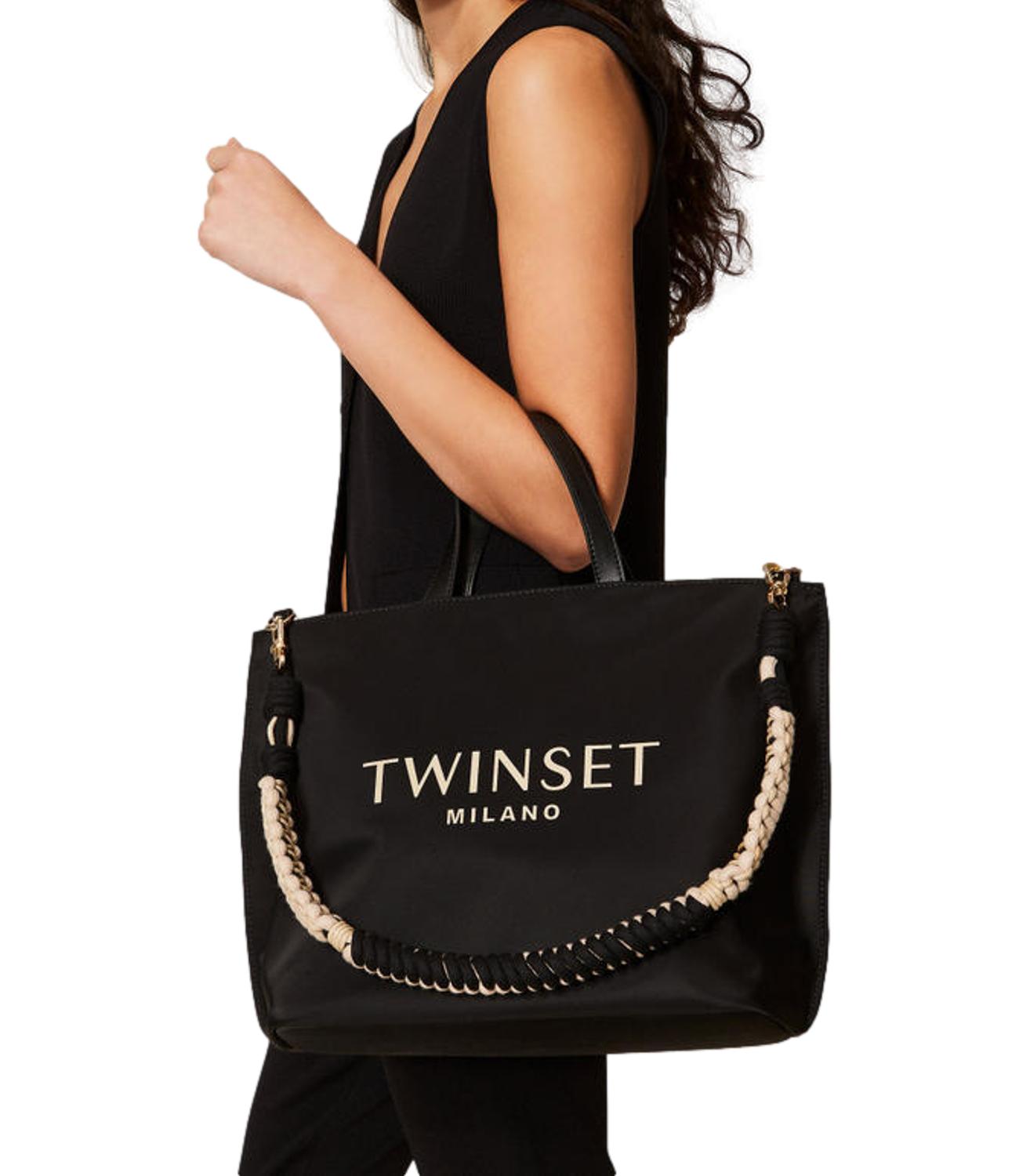 TWIN SET borsa Tote In Tessuto nera donna